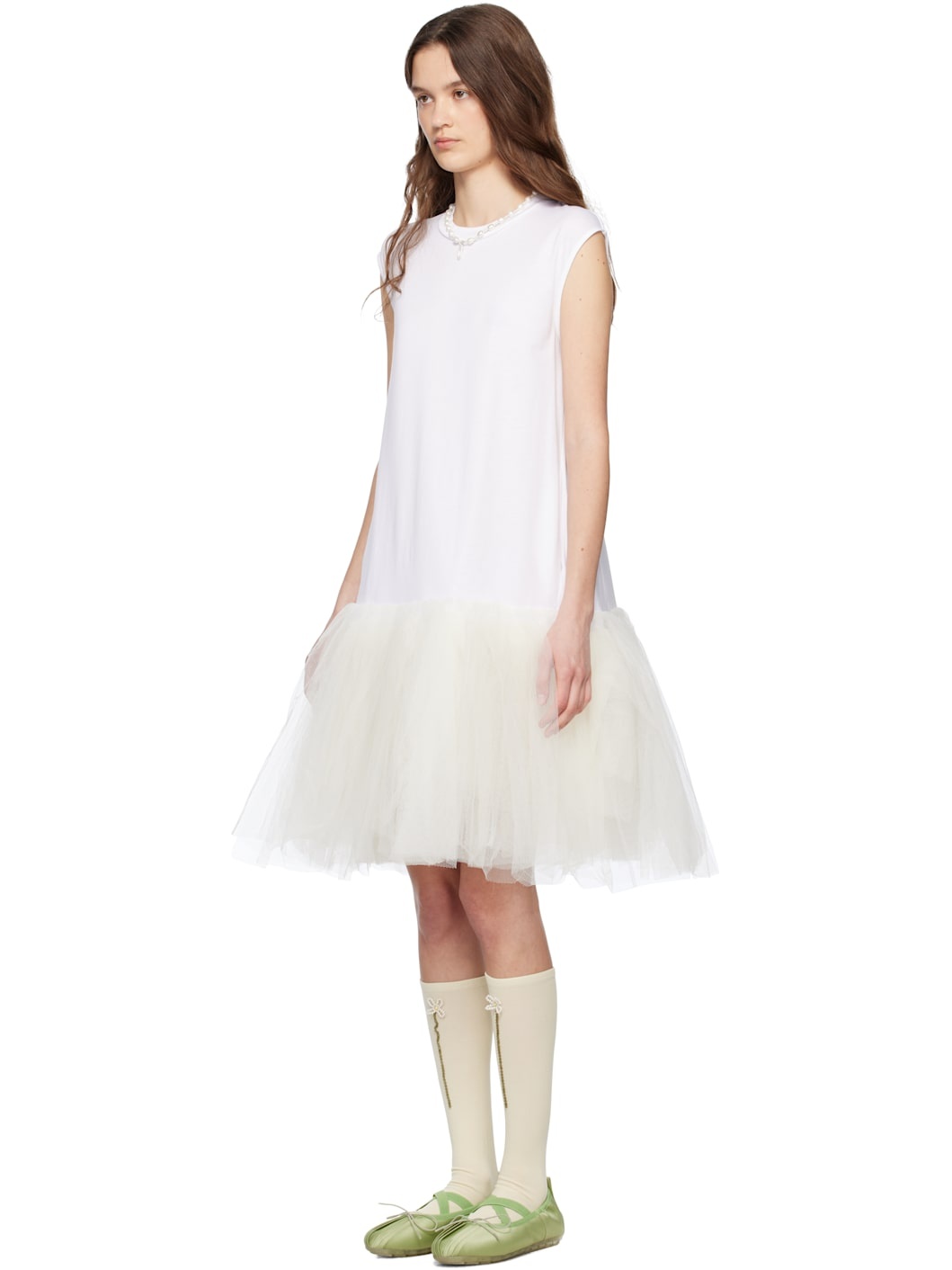 White Relaxed Ballet Tutu Midi Dress - 4