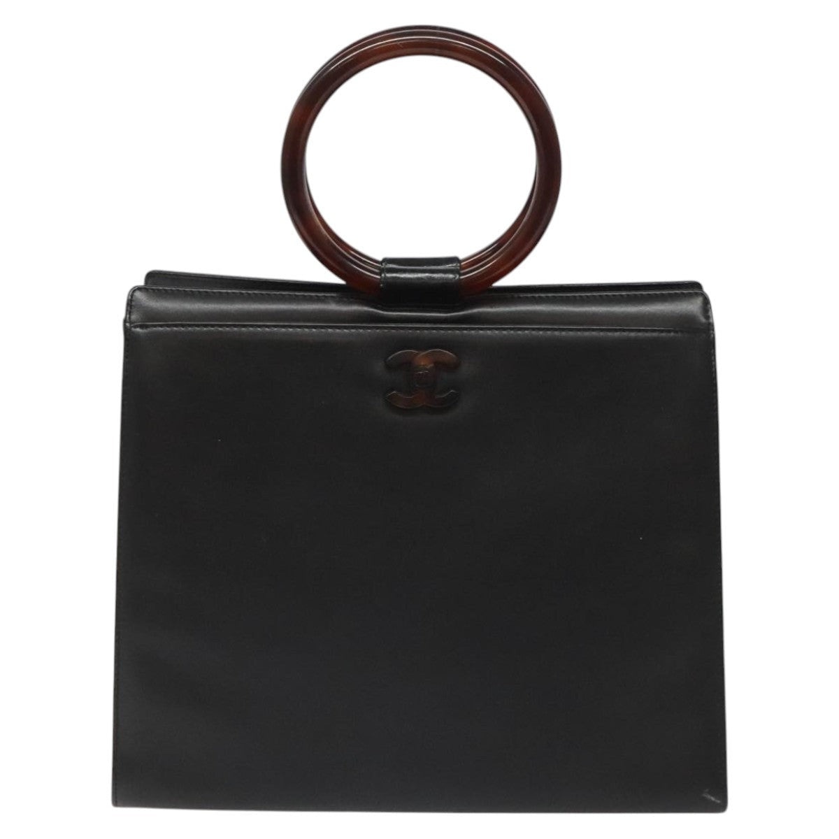 CHANEL Hand Bag Leather Black CC - 2