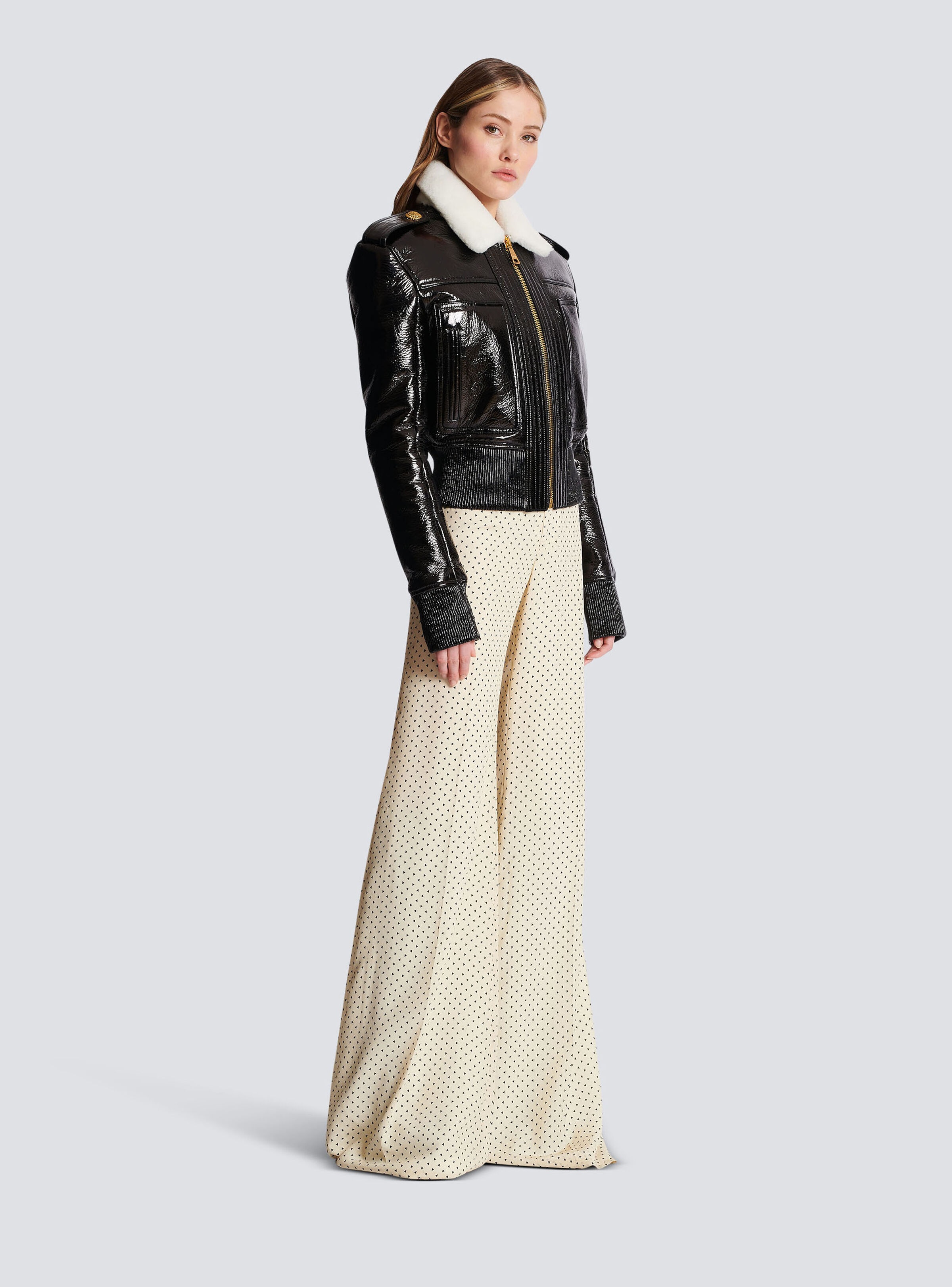 Patent leather and faux fur jacket - 3
