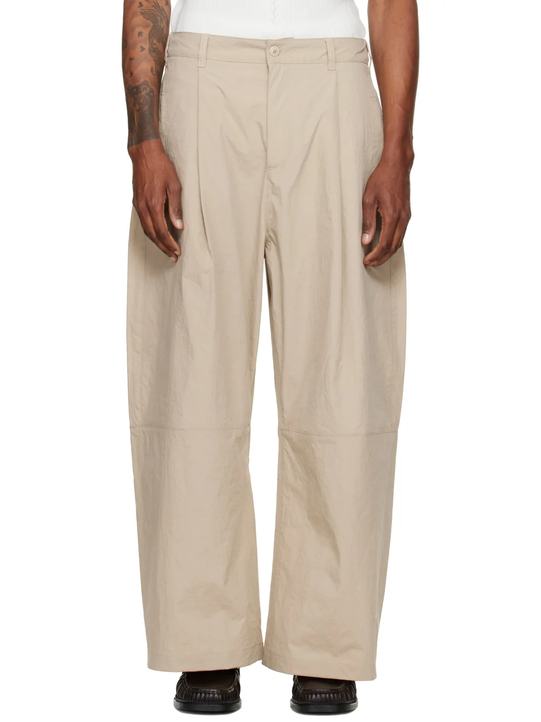 Beige Drop Out Trousers - 1