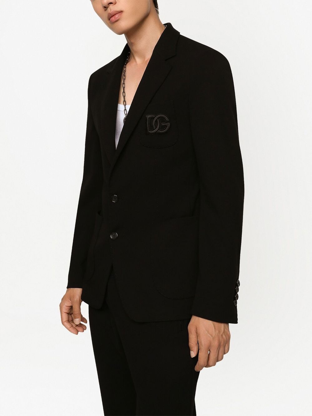 DG Essentials logo-embroidered blazer - 5
