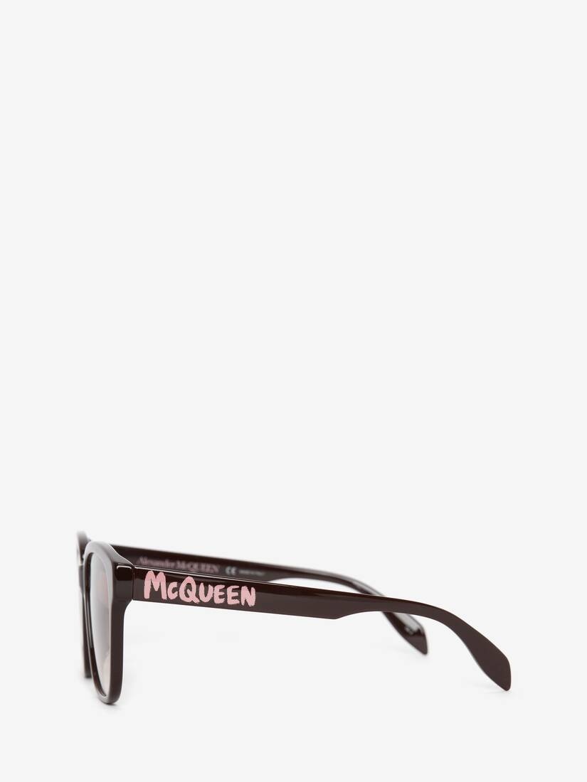 Mcqueen Graffiti Square Sunglasses in Burgundy - 2