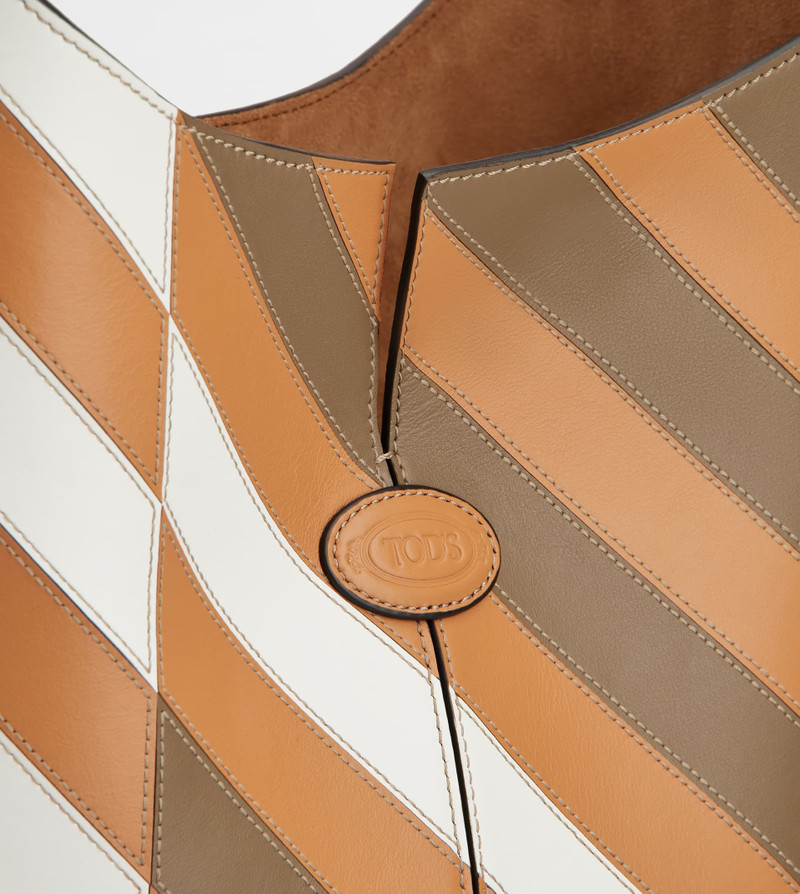 TOD'S DI BAG FOLIO SHOULDER BAG IN LEATHER SMALL - BROWN, WHITE 6