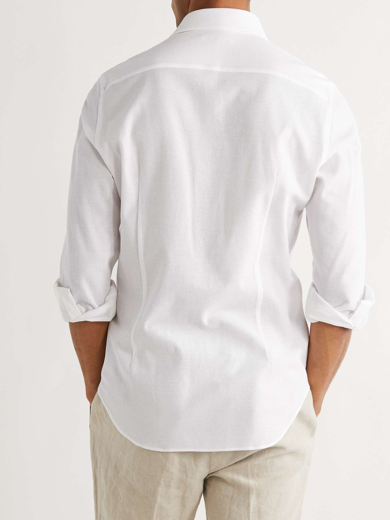 Slim-Fit Cutaway Collar Cotton-Piqué Shirt - 4