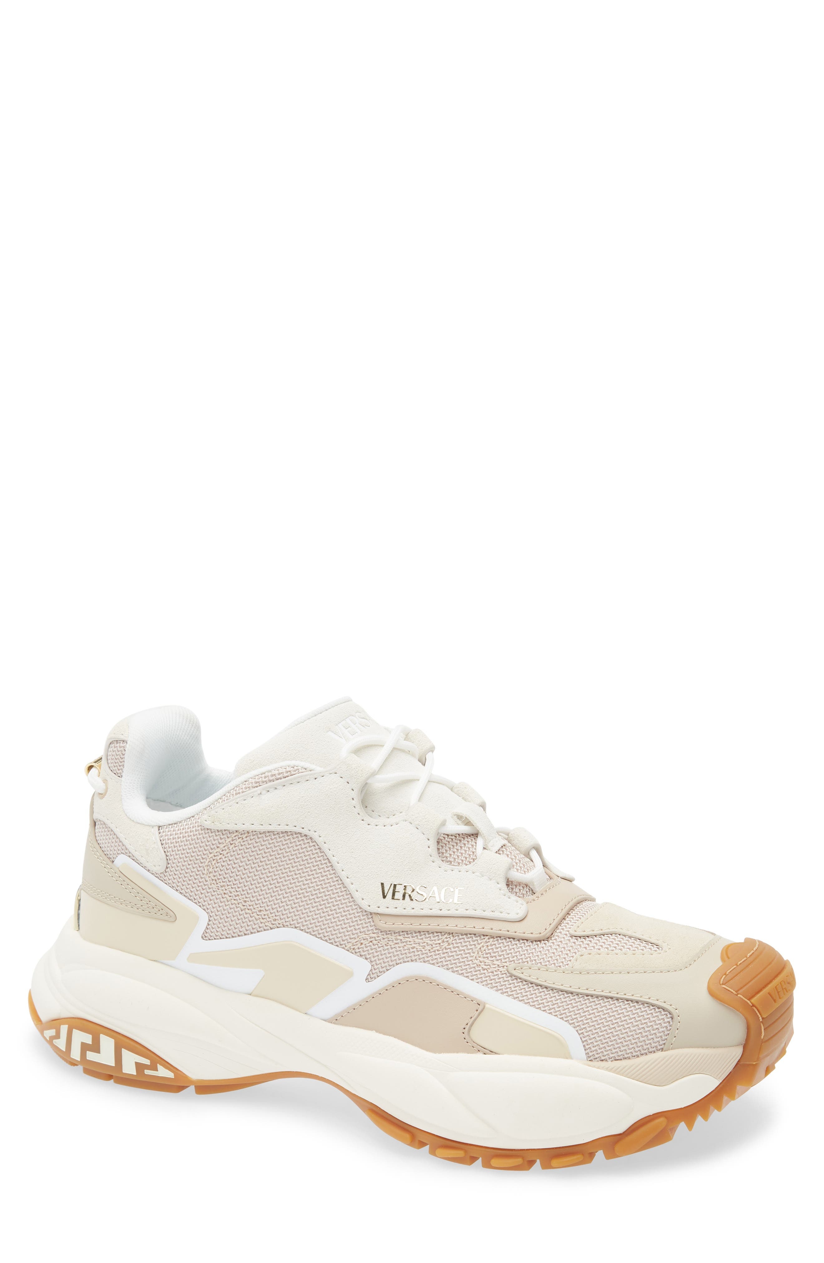 Versace Low Top Sneaker in Mastic Chiffon-Versace Gold at Nordstrom - 1