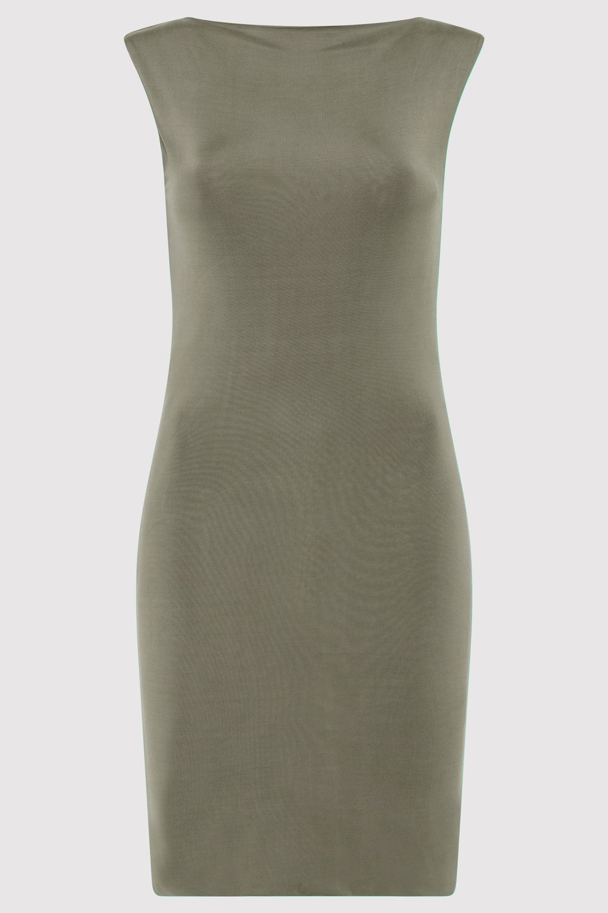 Cupro Jersey Mini Dress - Smokey Olive - 1