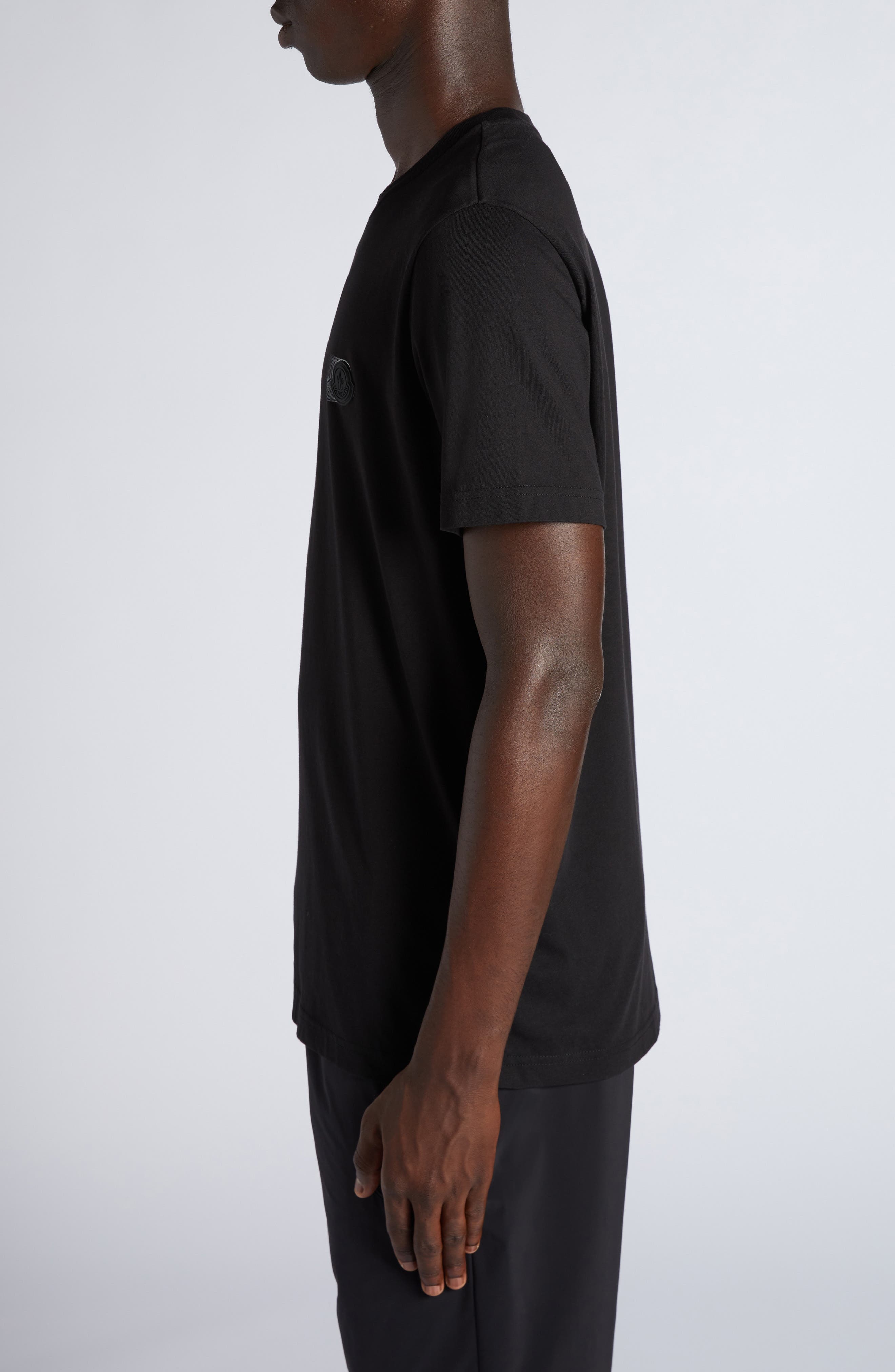 Moncler Logo Patch Cotton T-Shirt in Black at Nordstrom - 3