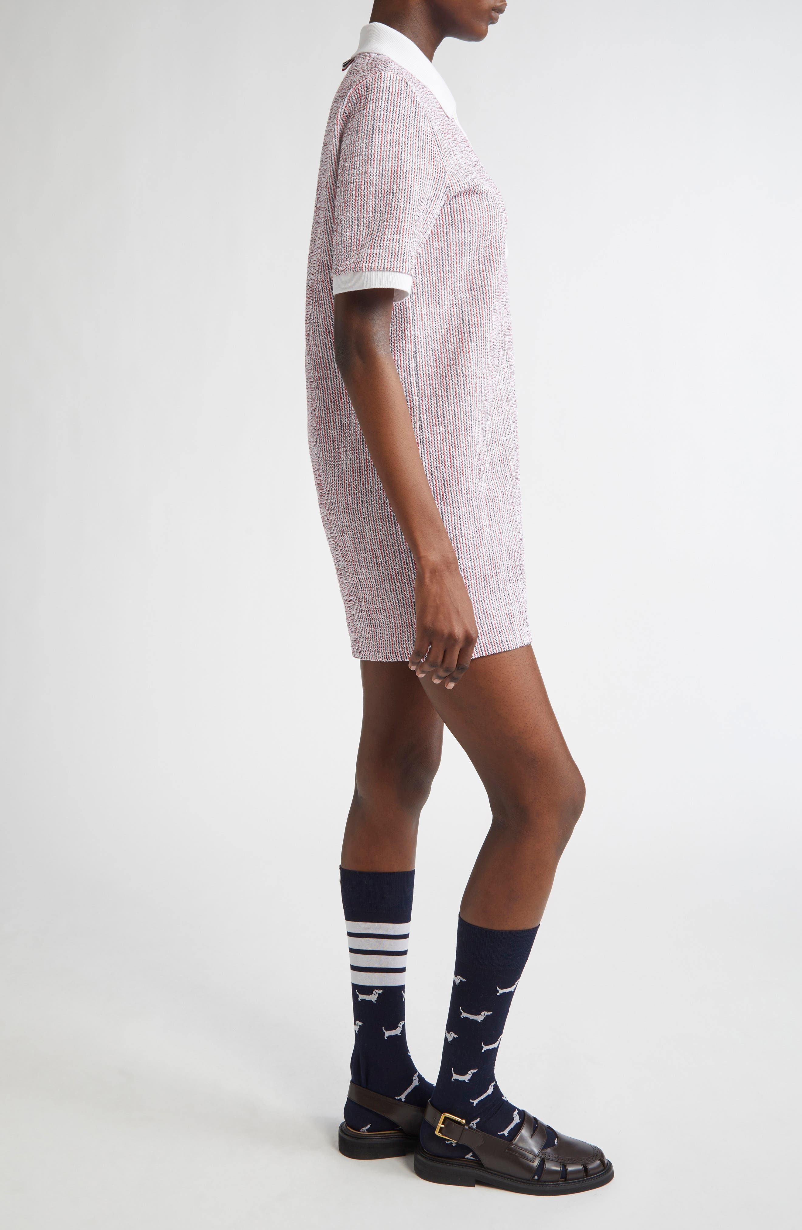 Thom Browne RWB Tweed Polo Dress in Red/white/blue at Nordstrom - 3