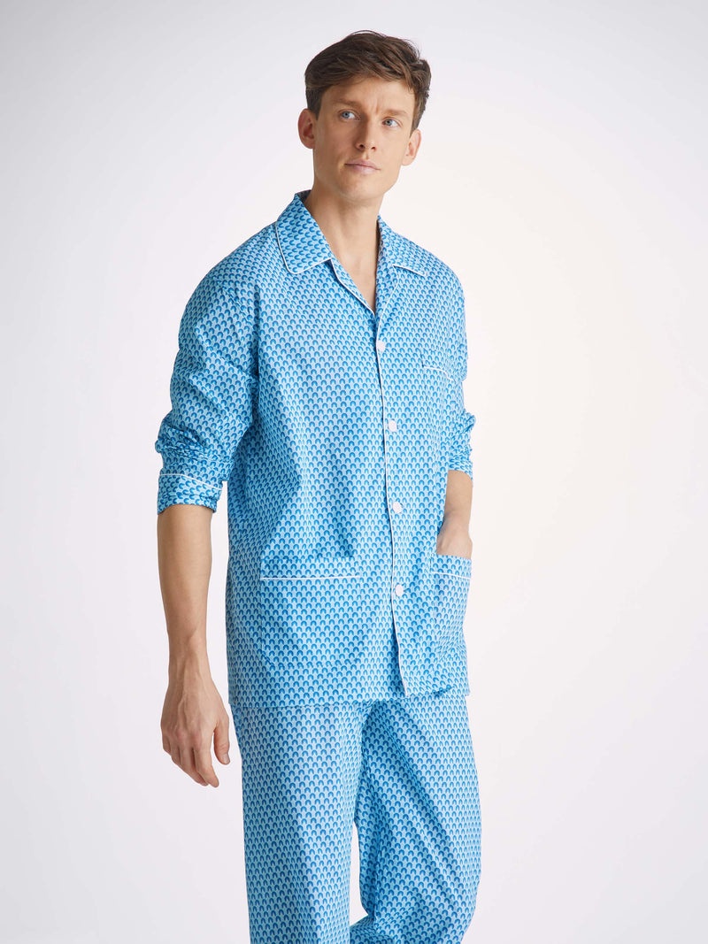 Men's Classic Fit Pyjamas Ledbury 65 Cotton Batiste Blue - 5