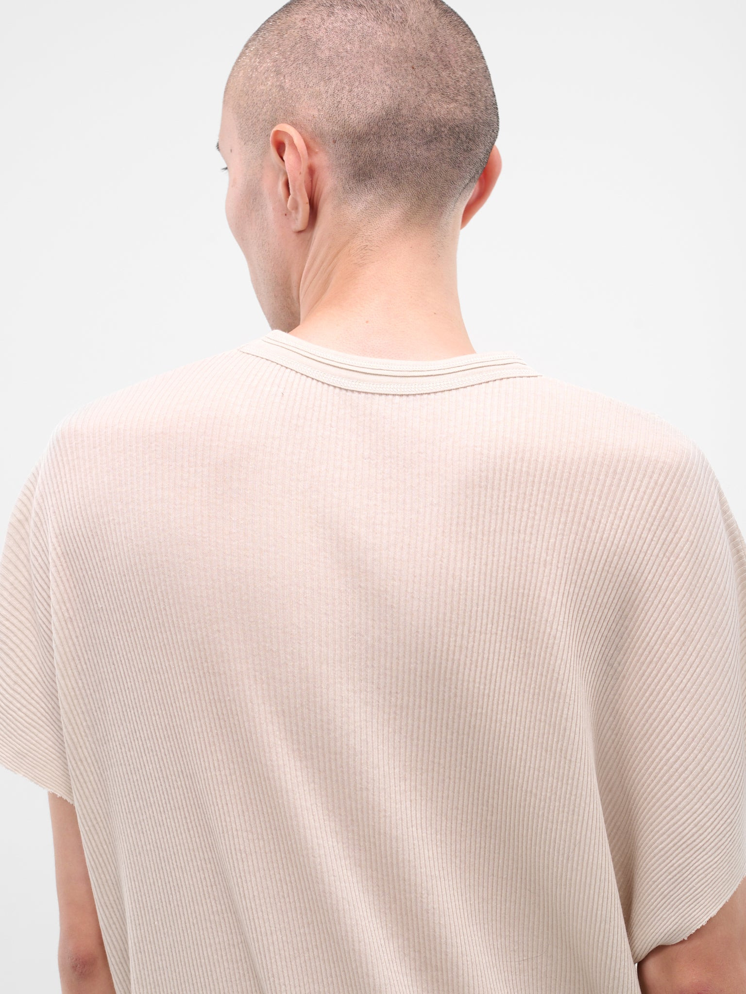 White Cotton-Silk Ribbed Tee - 5