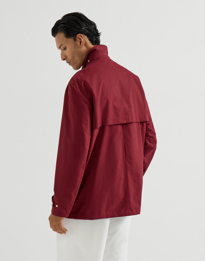 Water-resistant techno cotton gabardine outerwear jacket with hook fastening 3