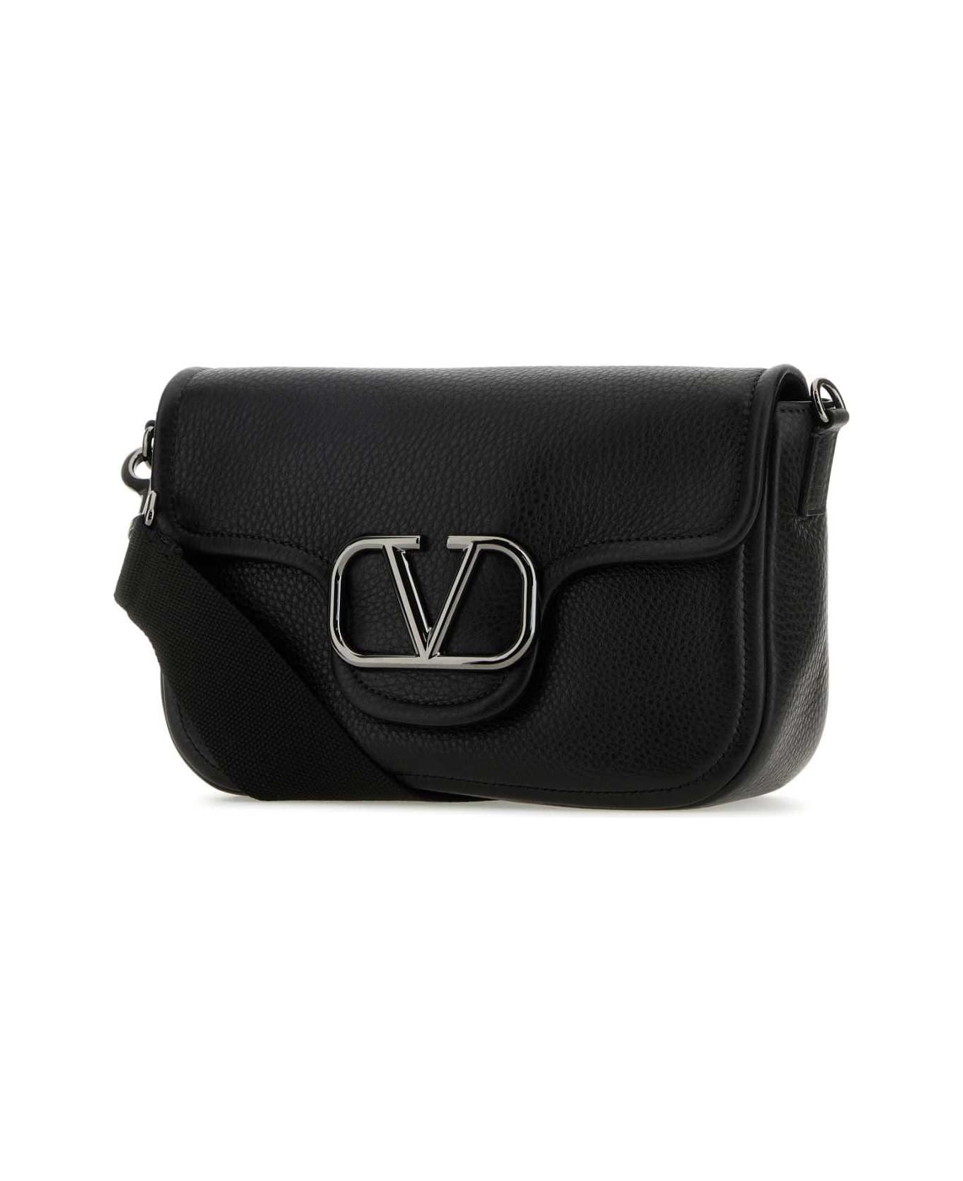Black Leather Vlogo Crossbody Bag - 2