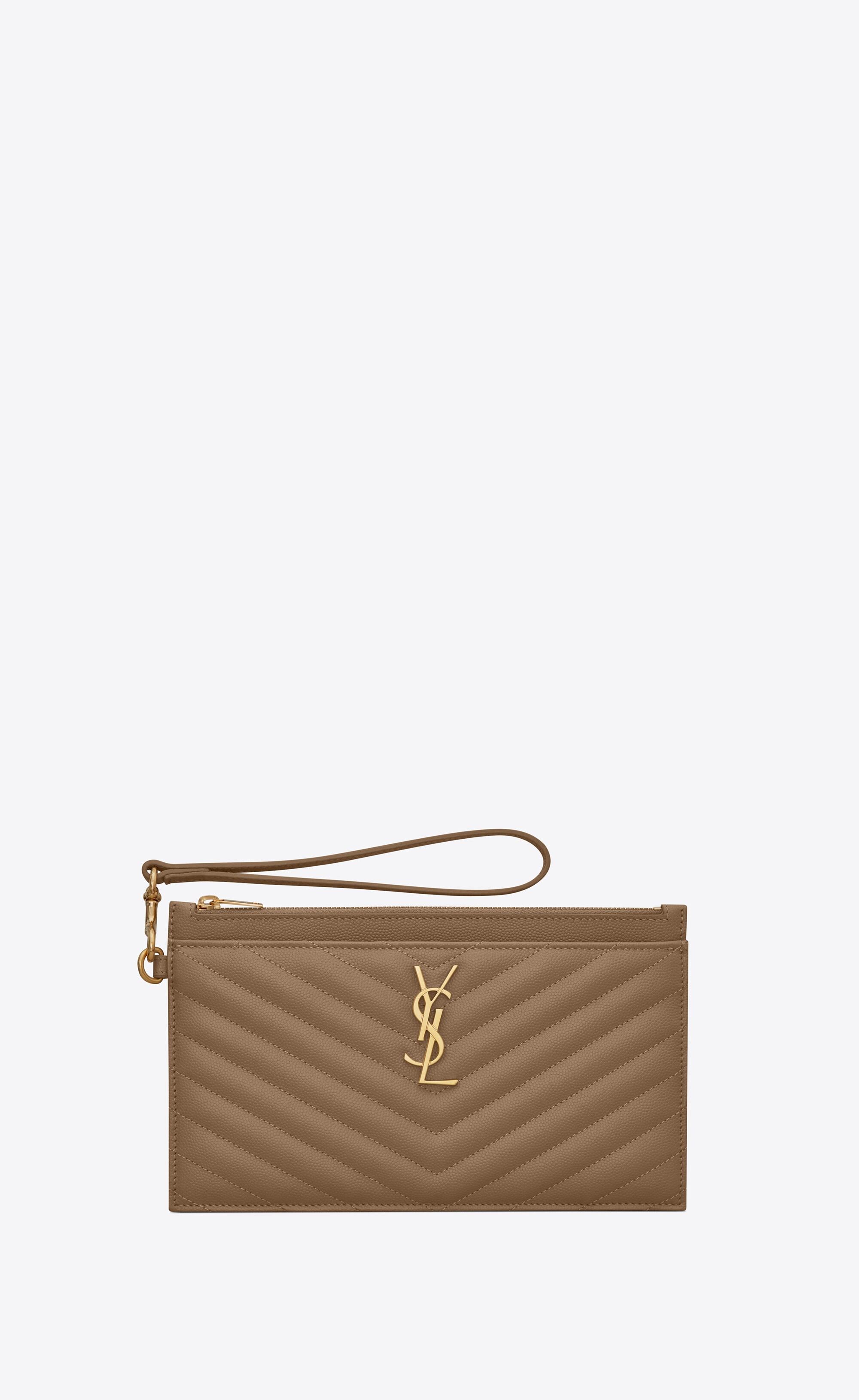 cassandre saint laurent matelassé large bill pouch in grain de poudre embossed leather - 1