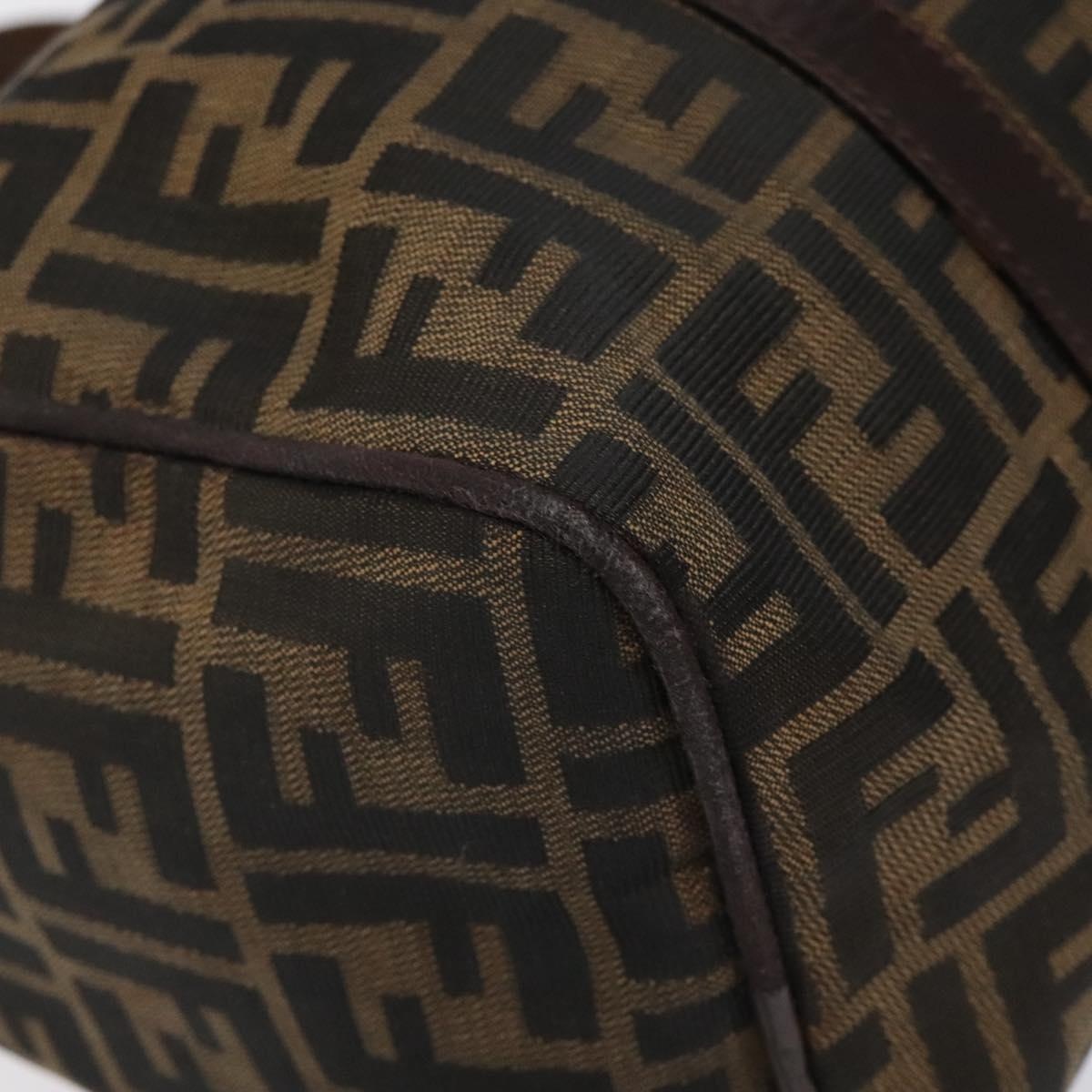 FENDI Zucca Canvas Hand Bag Brown Black - 13