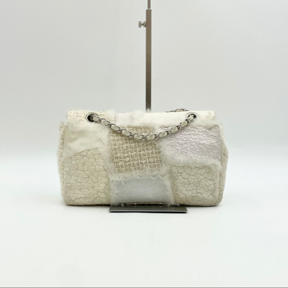 Chanel No. 14 Ivory Patchwork Tweed Flap Bag Medium - 6