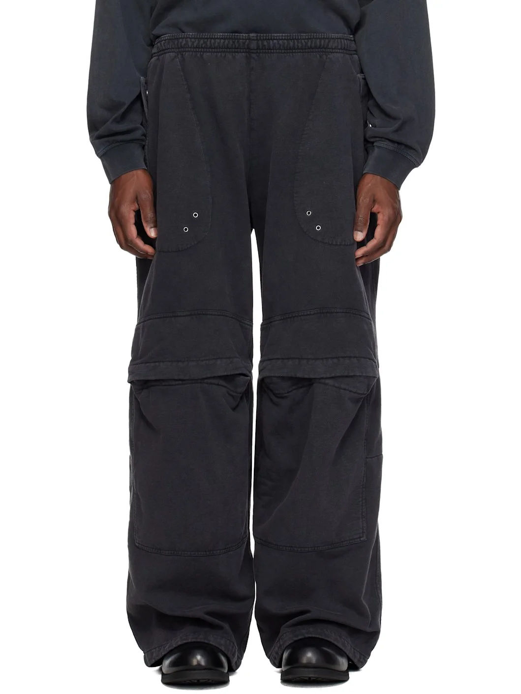 Black Articulated Mid-Rise Cargo Sweatpants - 1
