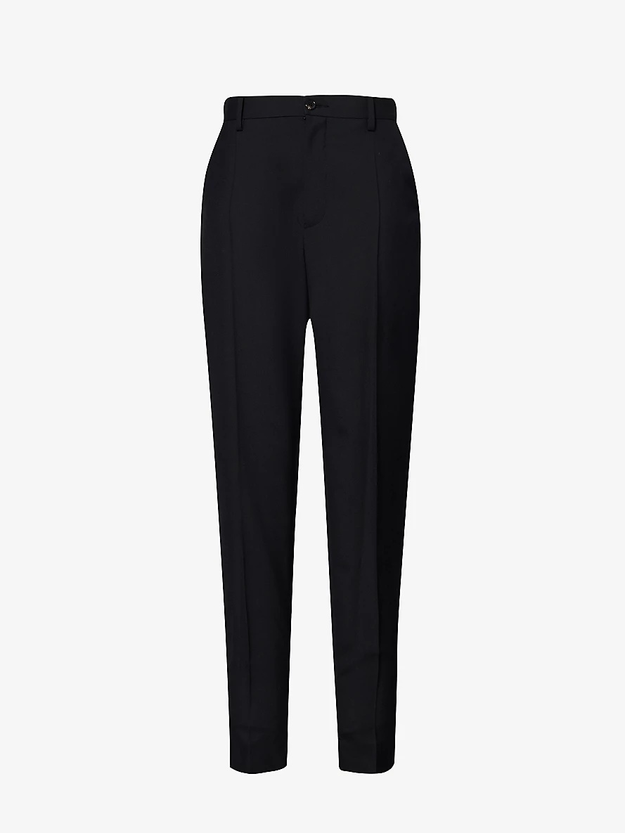 Band-patch regular-fit tapered-leg mid-rise wool trousers - 1