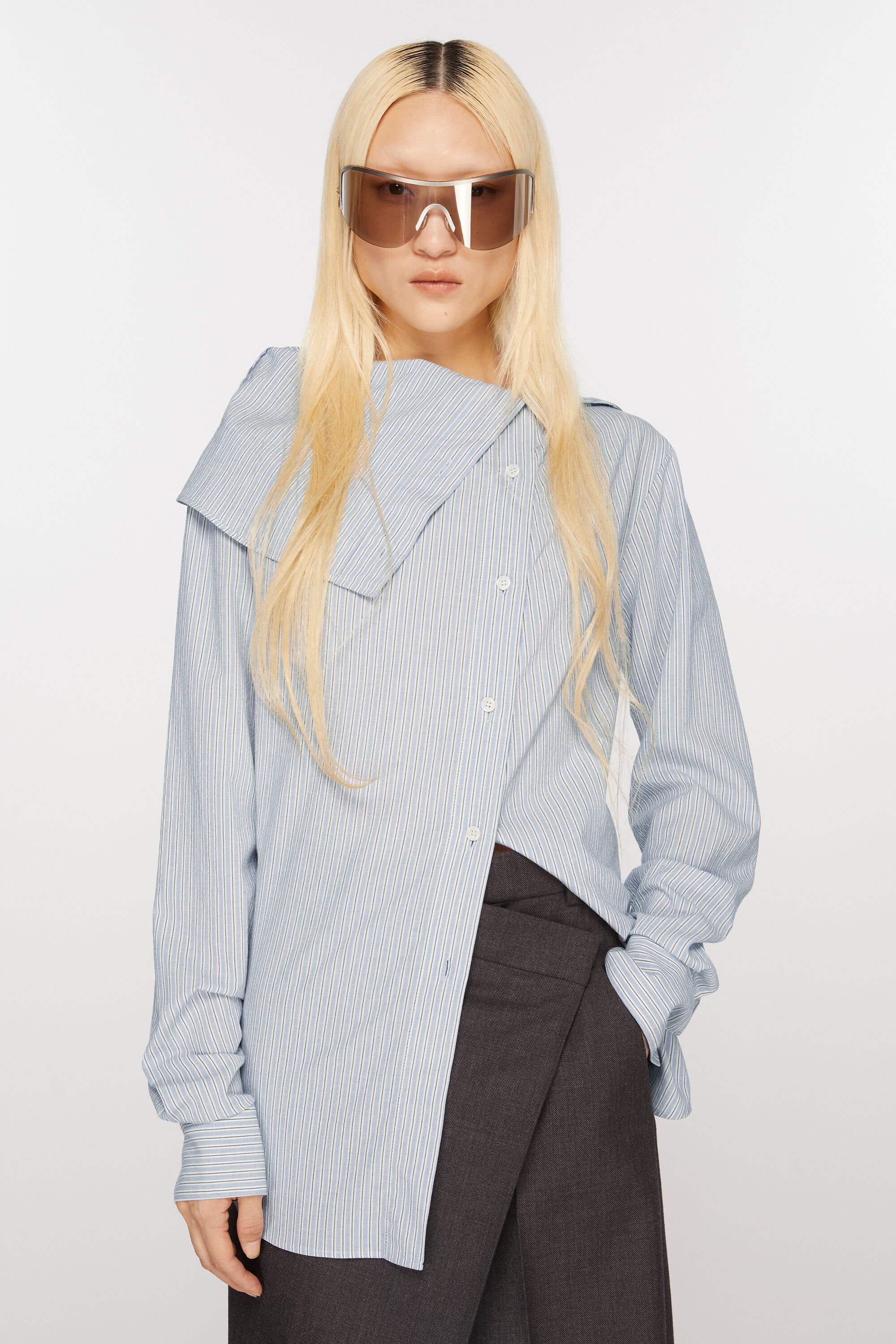 Blouse button-up shirt - Blue/white - 2