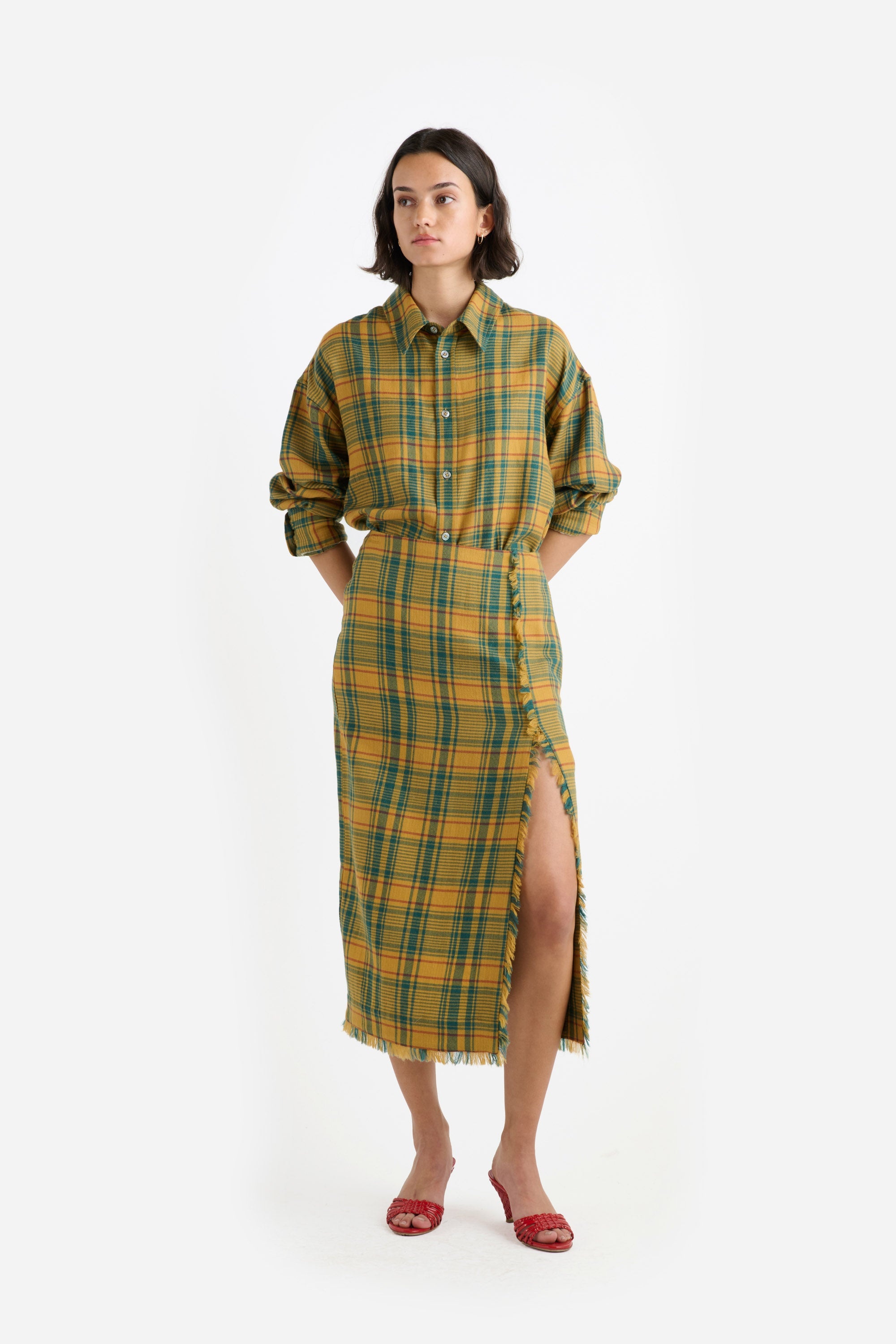 WOMEN'S PLAID PENCIL SKIRT - 2