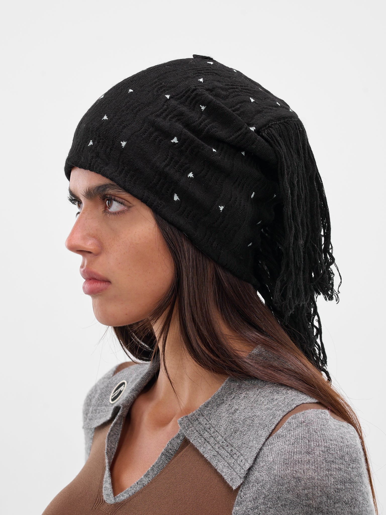 Black Wool-Silk Tarr Beanie - 3