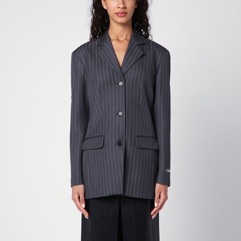 Single-breasted grey pinstripe jacket - 1