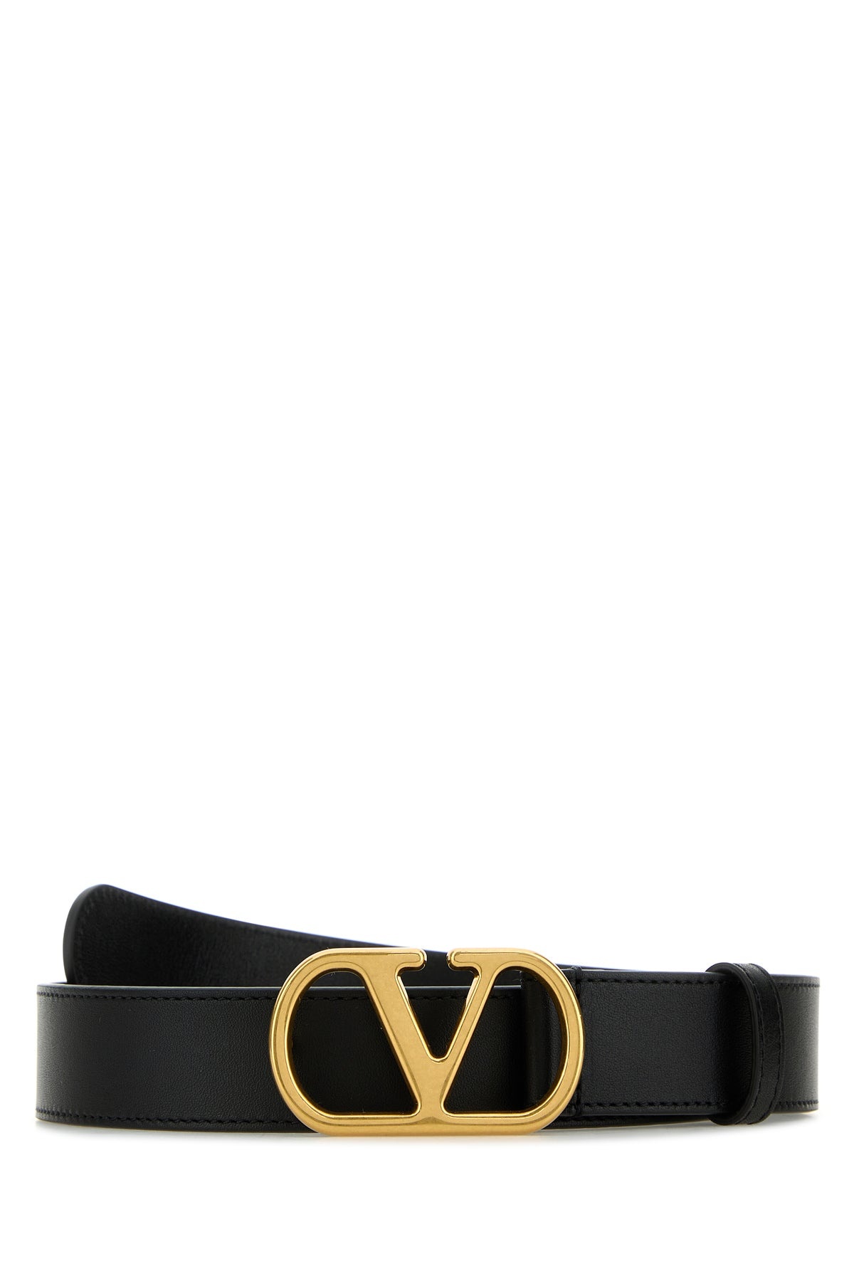 Black leather VLogo belt - 1