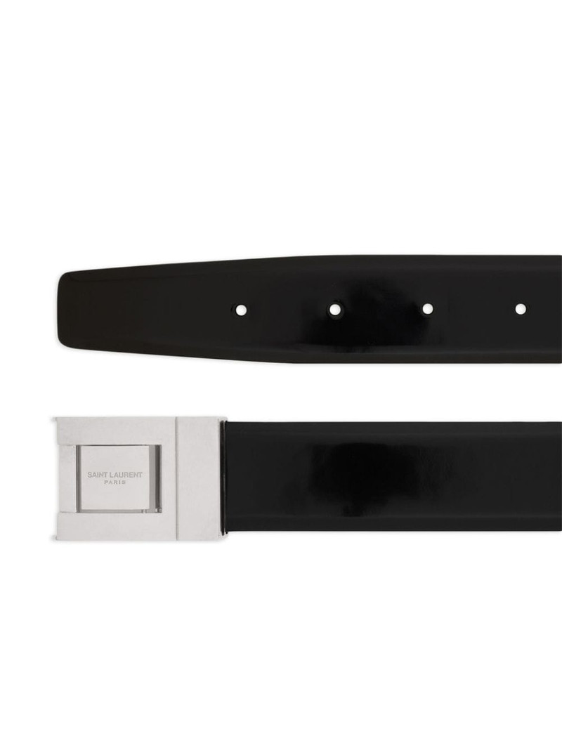SAINT LAURENT logo-engraved buckled leather belt outlook