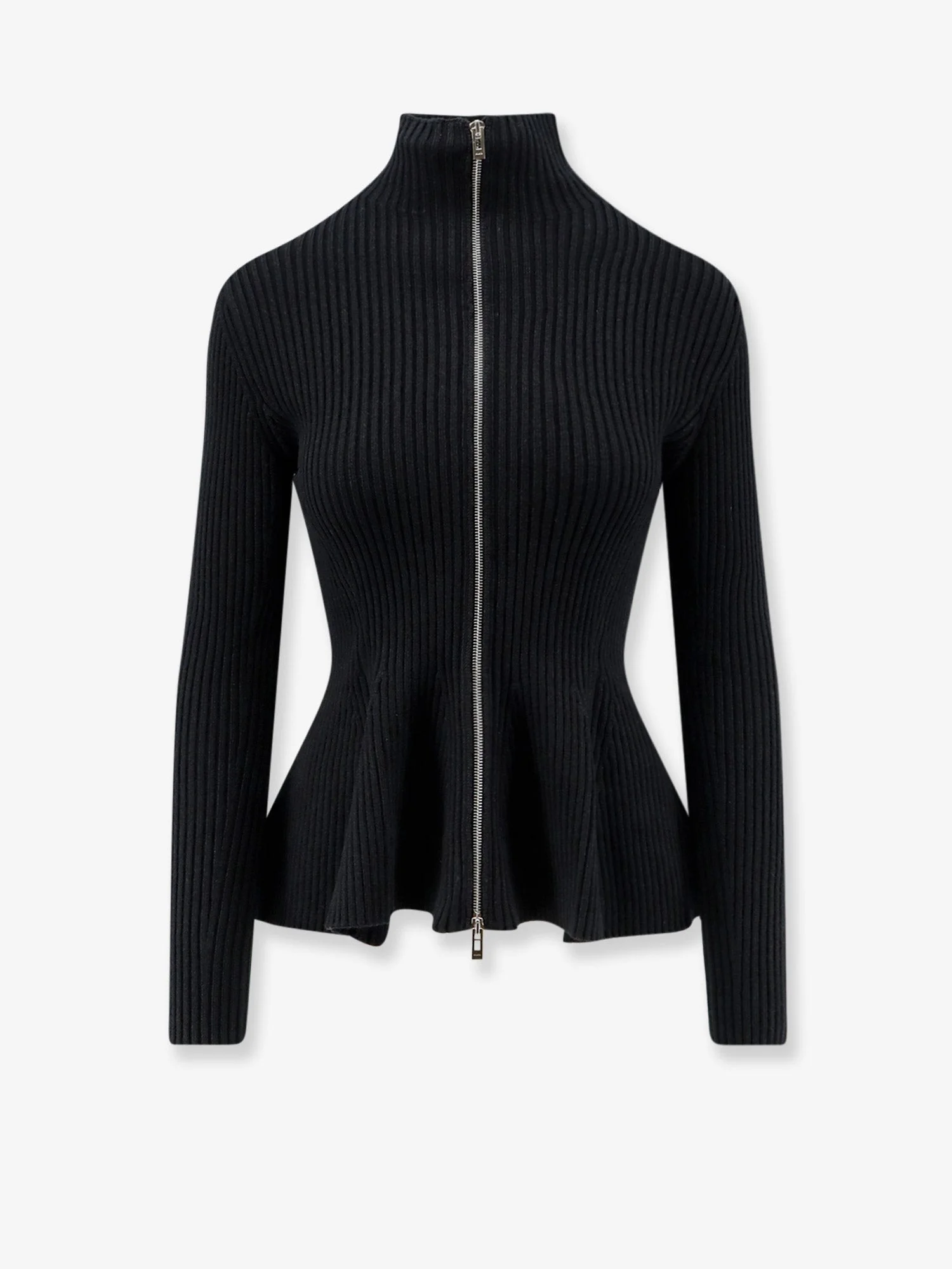 Alaia Wool Blend Ribbed Sweater Black - 1