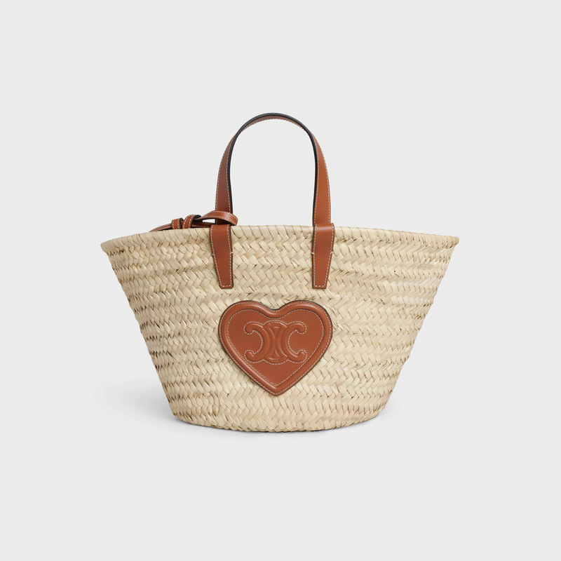 Teen Triomphe Celine Classic Panier in palm leaves with Calfskin heart patch 1