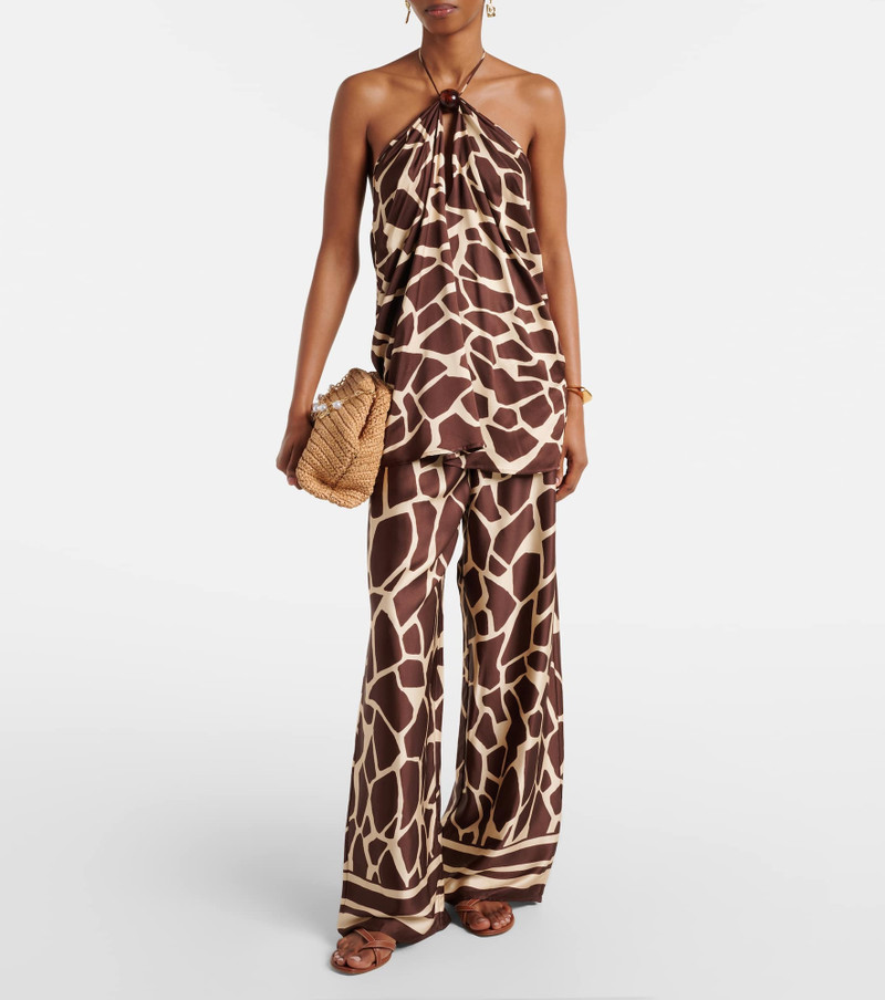 FAITHFULL Jensen animal-print halterneck satin top outlook