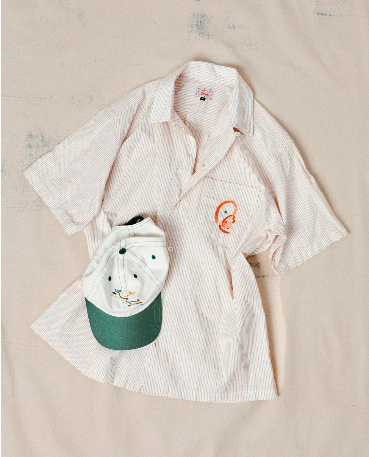 Mayumi Y. for Drake’s Stripe Cotton Camp Collar Short Sleeve Shirt - 1