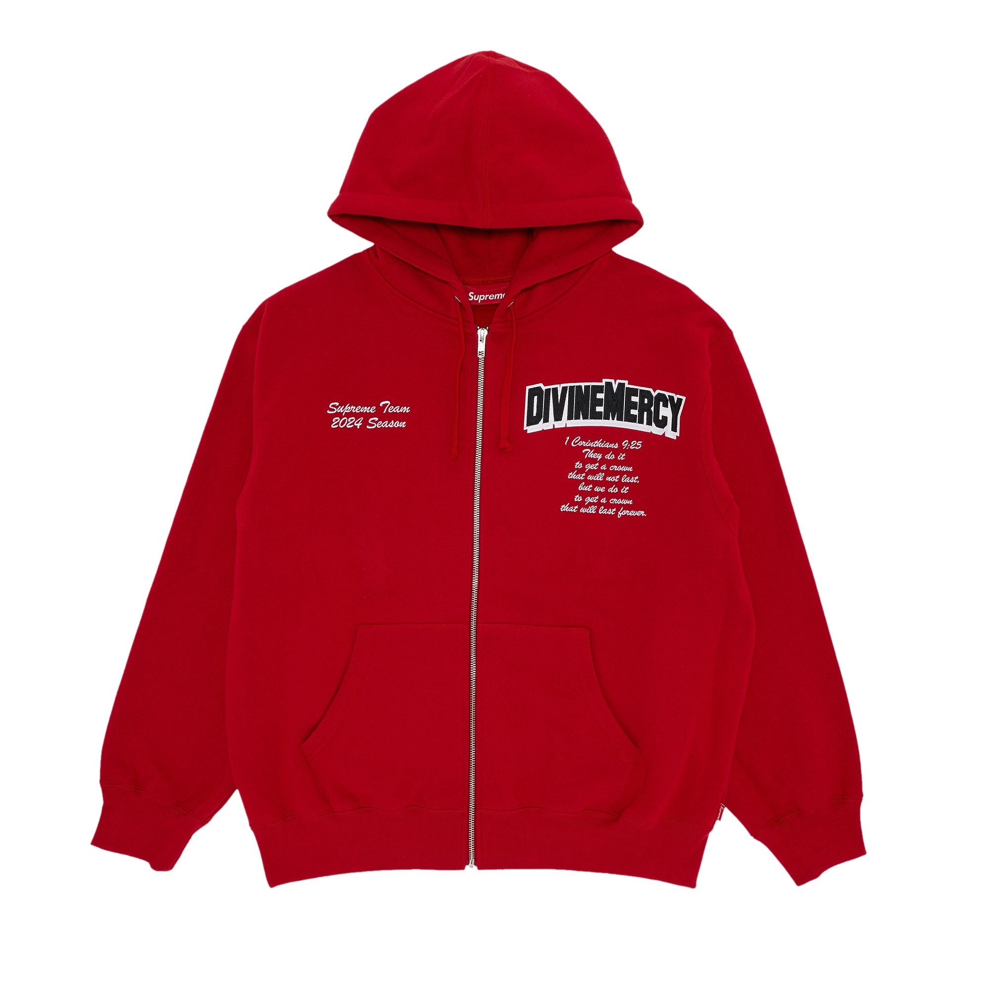 Supreme Salvation Zip Up Hooded Sweatshirt 'Red' - 1