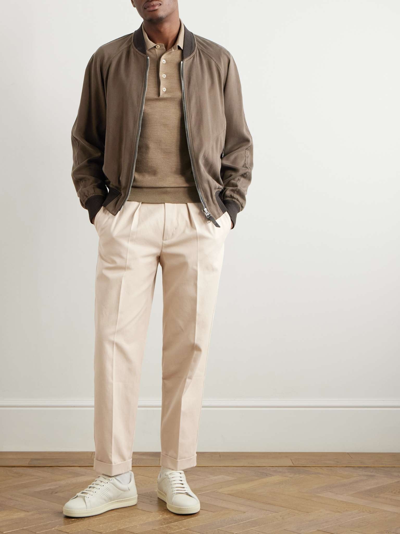 Straight-Leg Pleated Cotton-Gabardine Trousers - 2