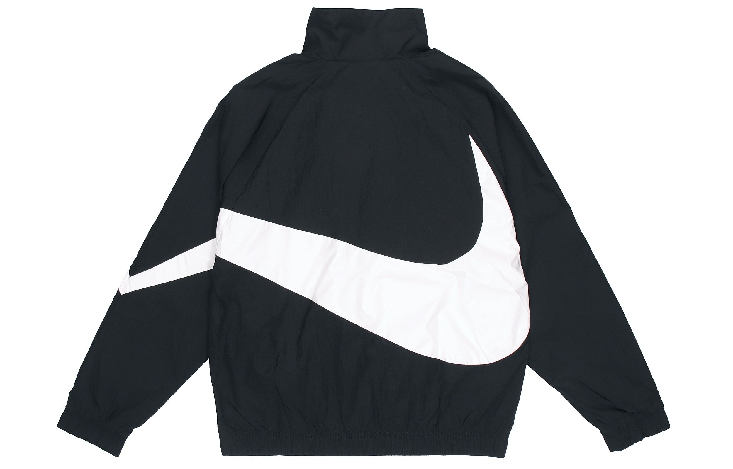 Nike Big Swoosh Sportswear Cardigan Woven Stand Collar Logo Jacket Black AR3133-010 - 2