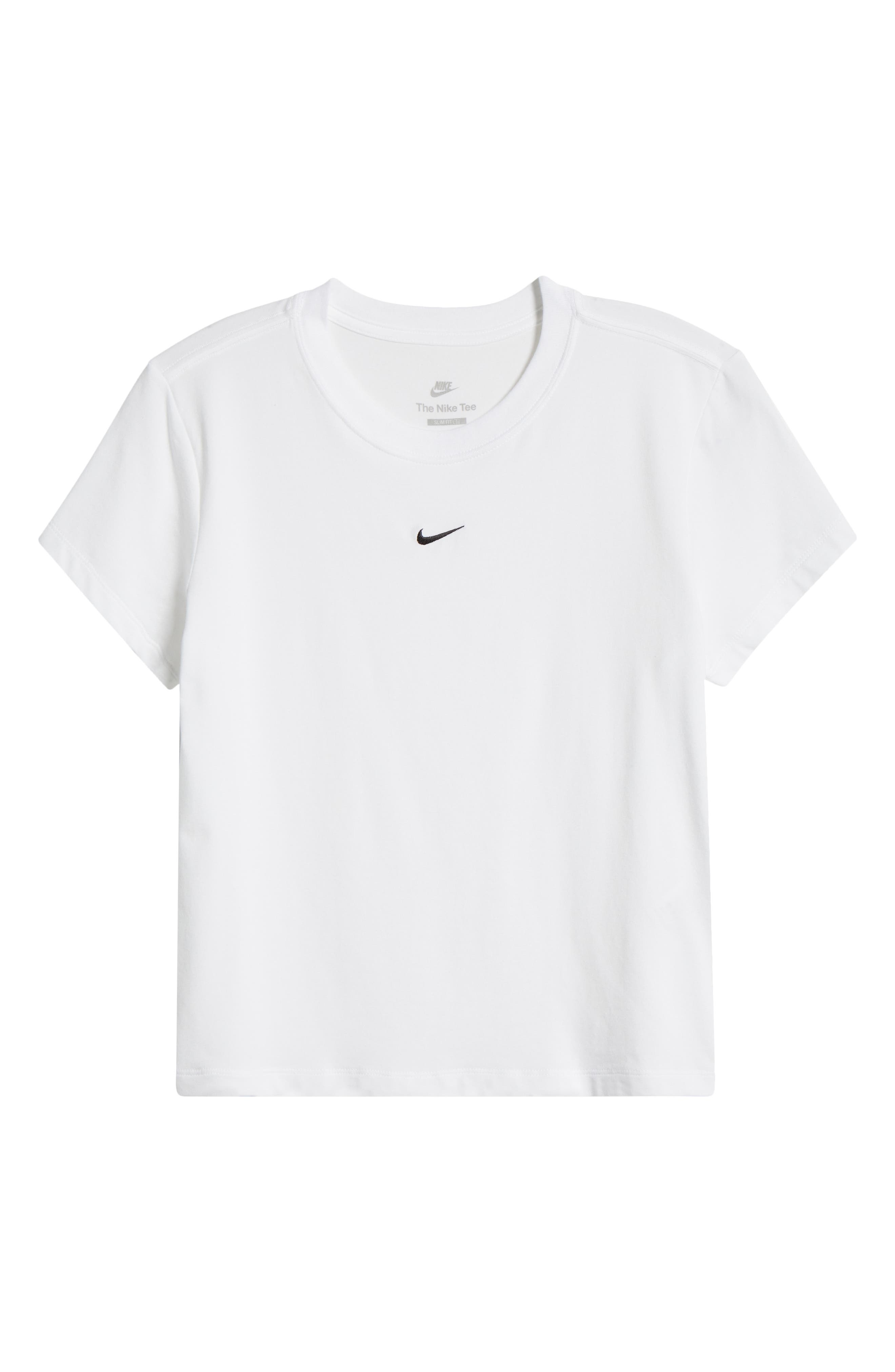 Nike Sportswear Club Chill Knit Mod Crop T-Shirt in White/Black at Nordstrom - 4
