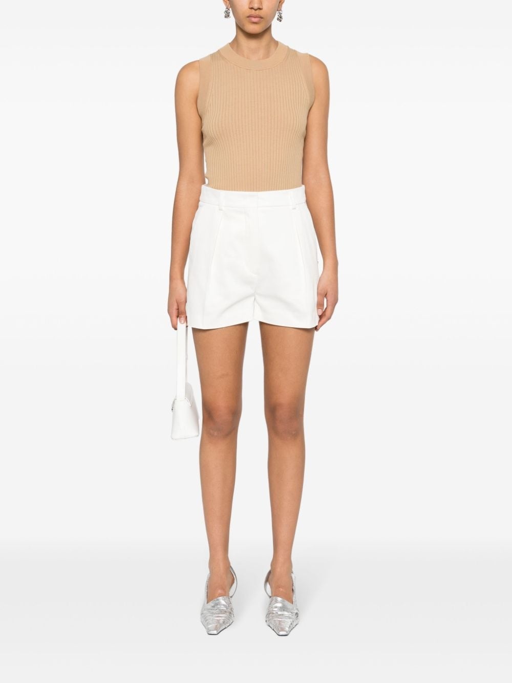 cotton twill pleated shorts - 2