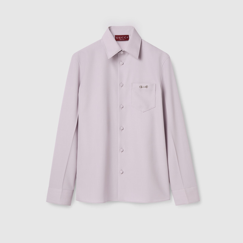 Wool gabardine shirt with Horsebit 1