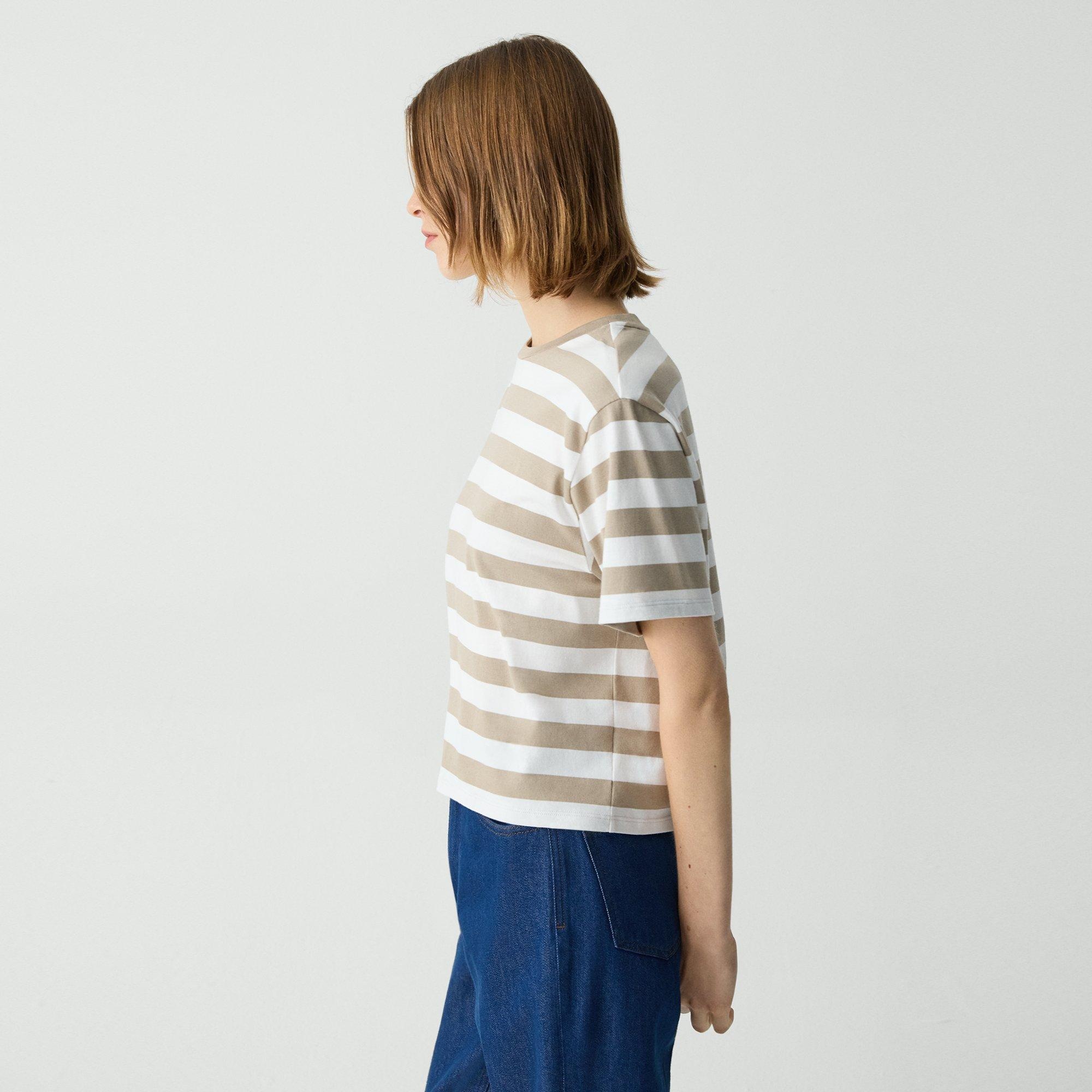 Boxy Crewneck Tee in Striped Cotton - 3
