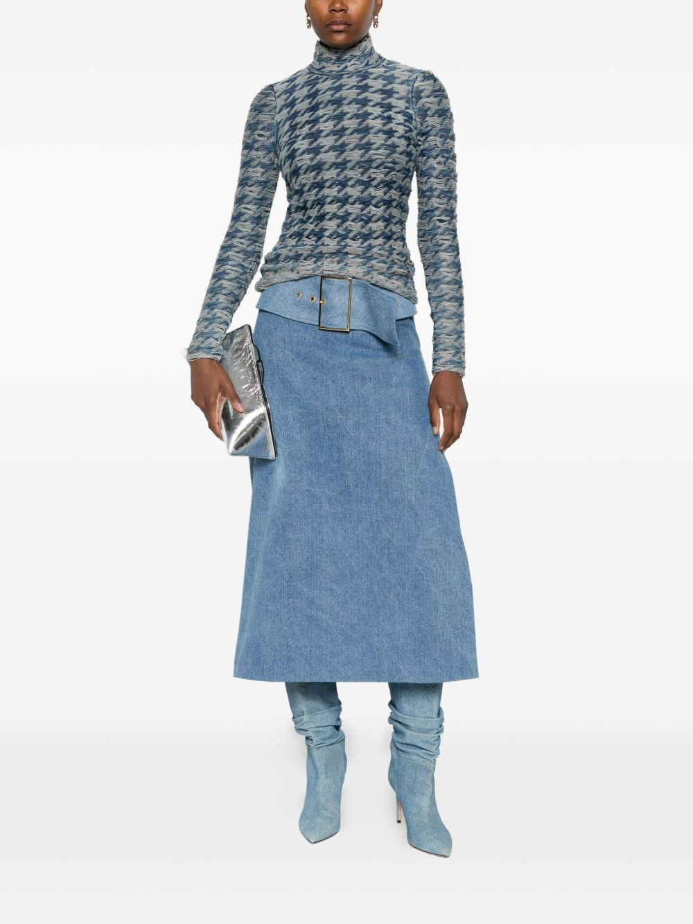 turtleneck wave-pattern sweater - 2
