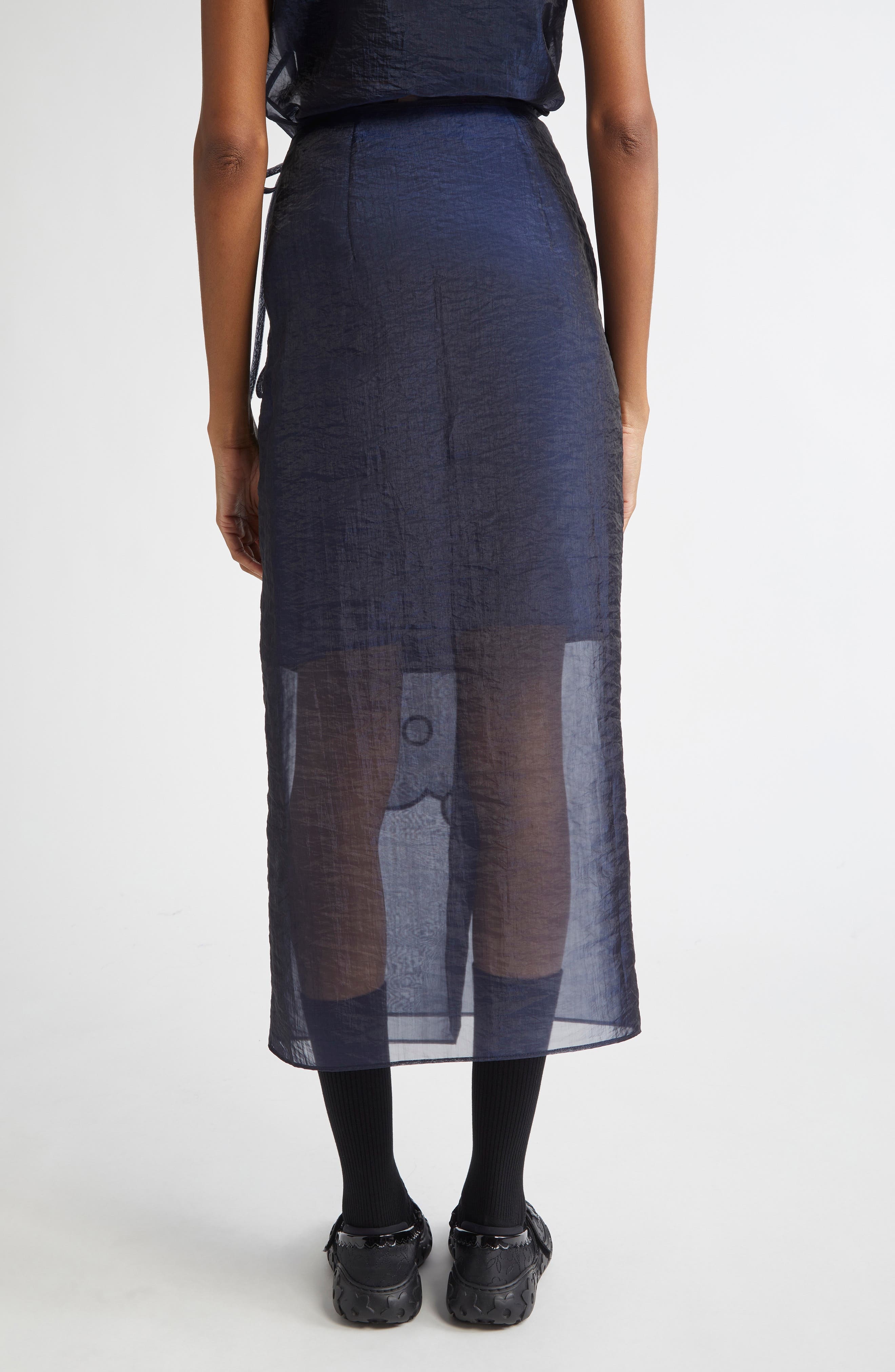 Cecilie Bahnsen April Floral Embroidered Wrap Skirt in Navy at Nordstrom - 3
