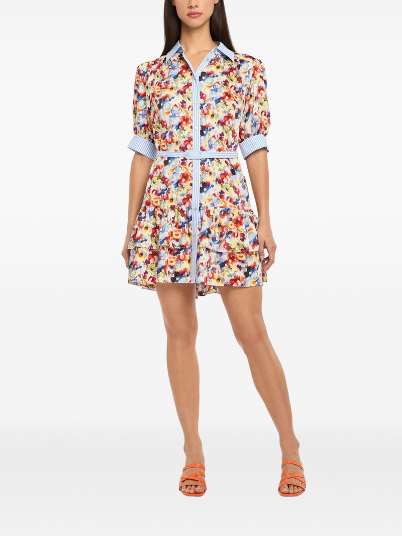 Cinq à Sept floral striped mini shirt dress outlook