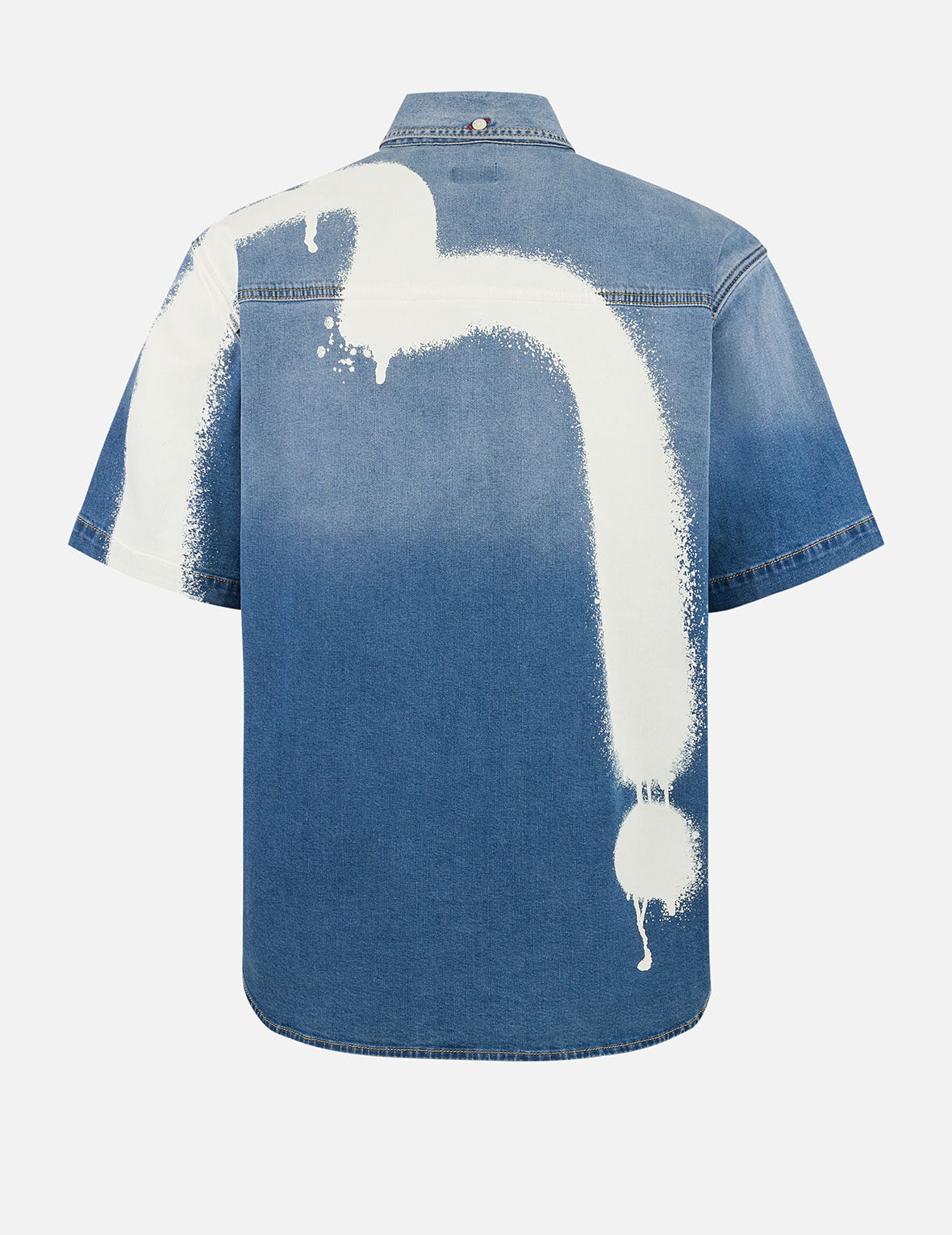 Graffiti Daicock Print Relax Fit Denim Short-Sleeves Shirt - 2