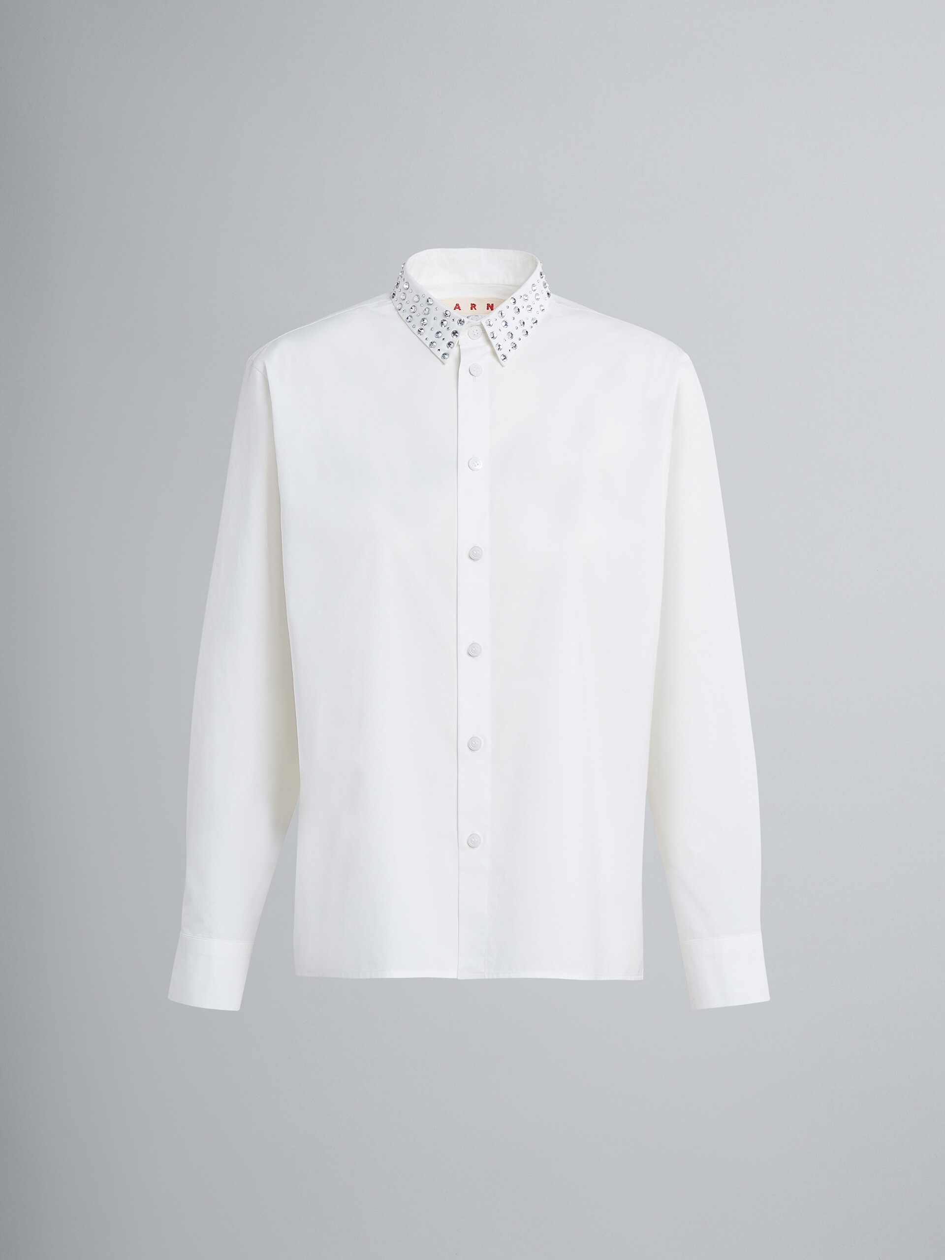 RHINESTONE APPLIQUÉ BIO POPLIN SHIRT - 1