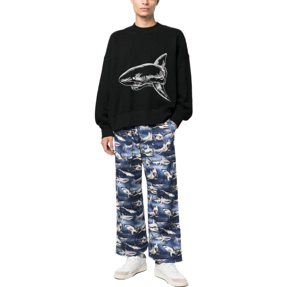 Palm Angels Split Shark Crew 'Black White' PMBA026S23FLE0061003 - 2