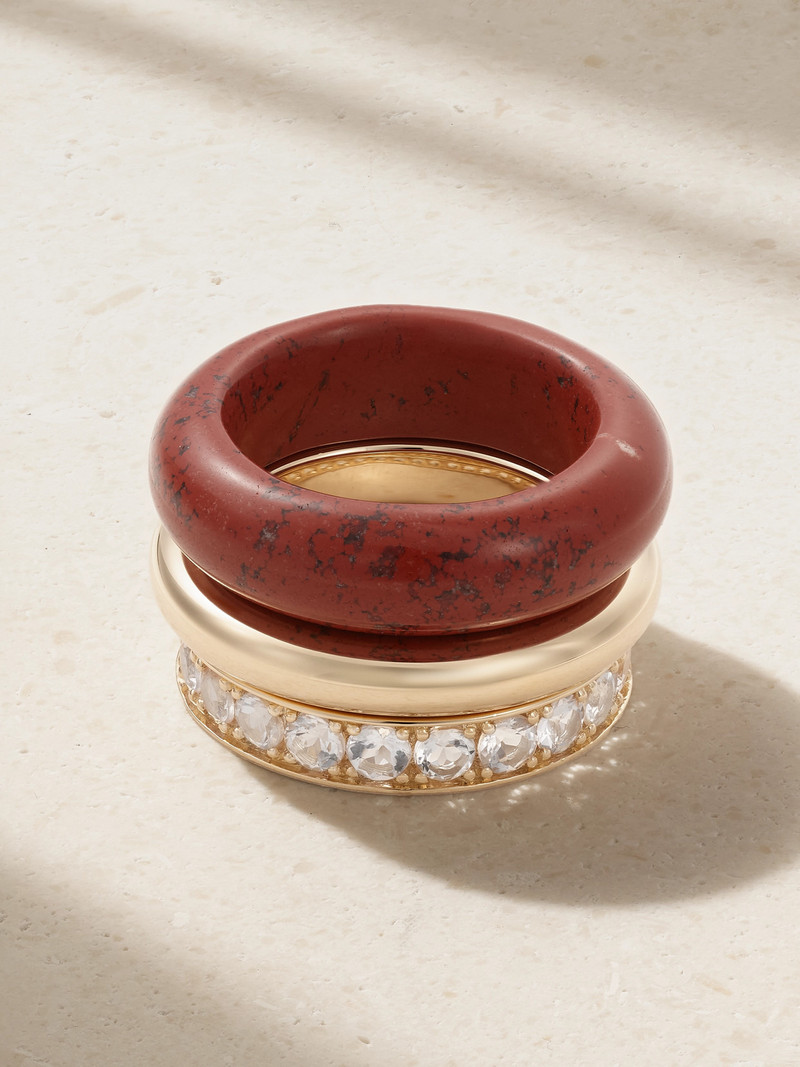 + Net Sustain Set Of Three 14-karat Recycled Gold Multi-stone Rings 1