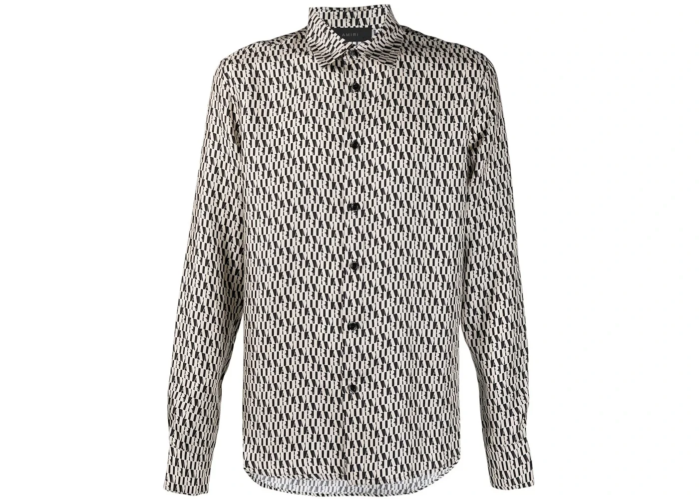 AMIRI All Over Long Sleeve Silk Shirt Black/White - 1
