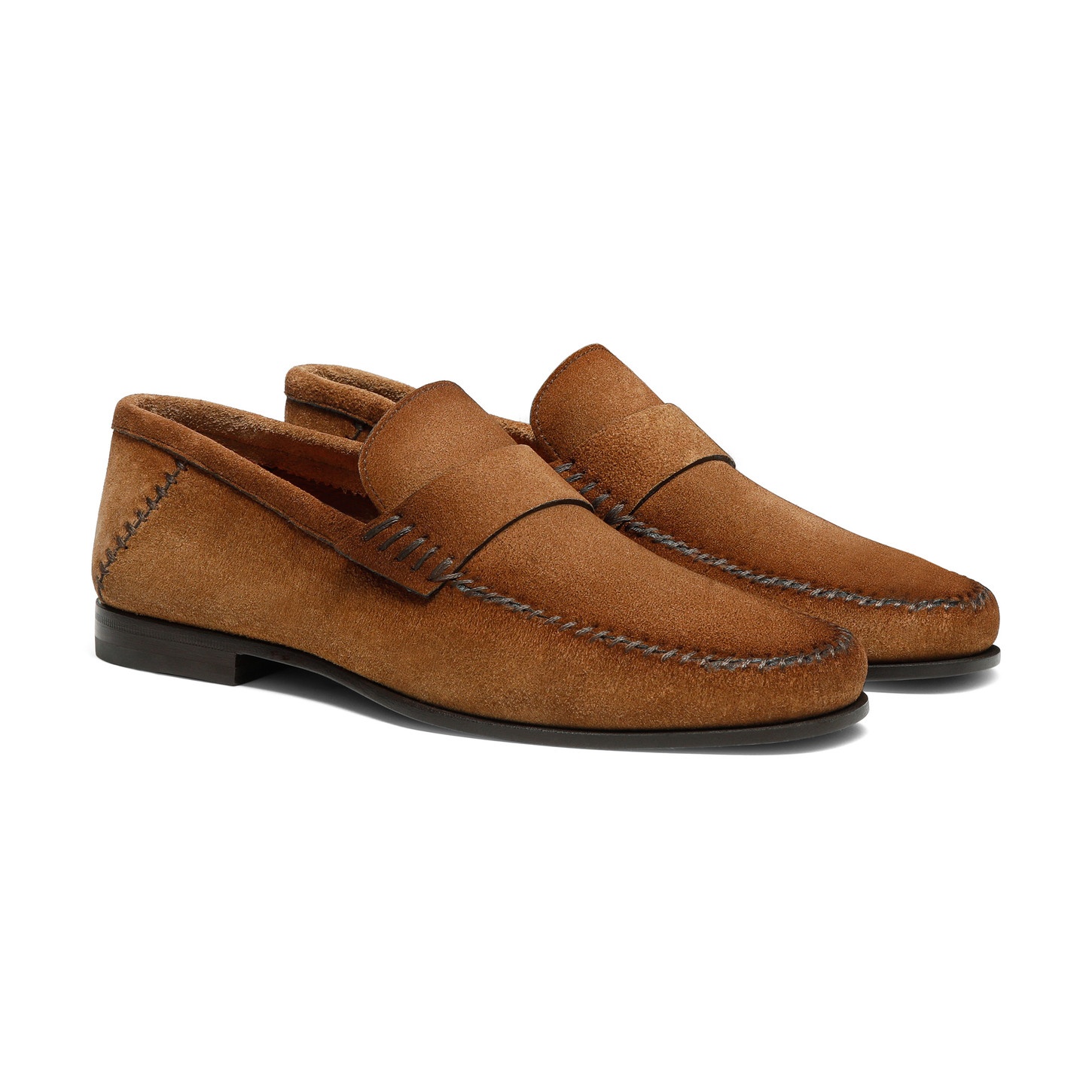 Men's light brown suede penny loafer - 2