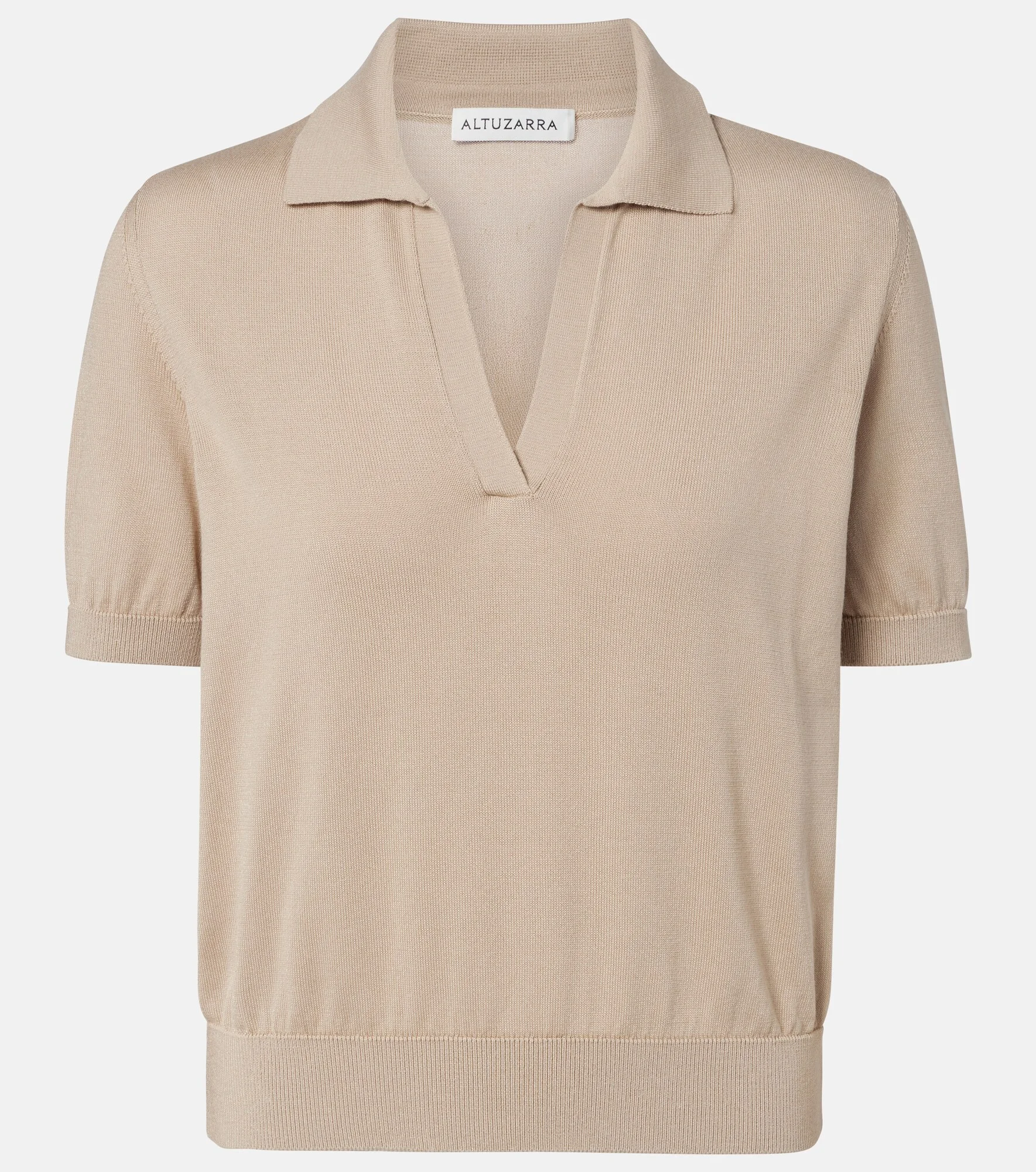 Clay cropped cotton and silk polo sweater - 1