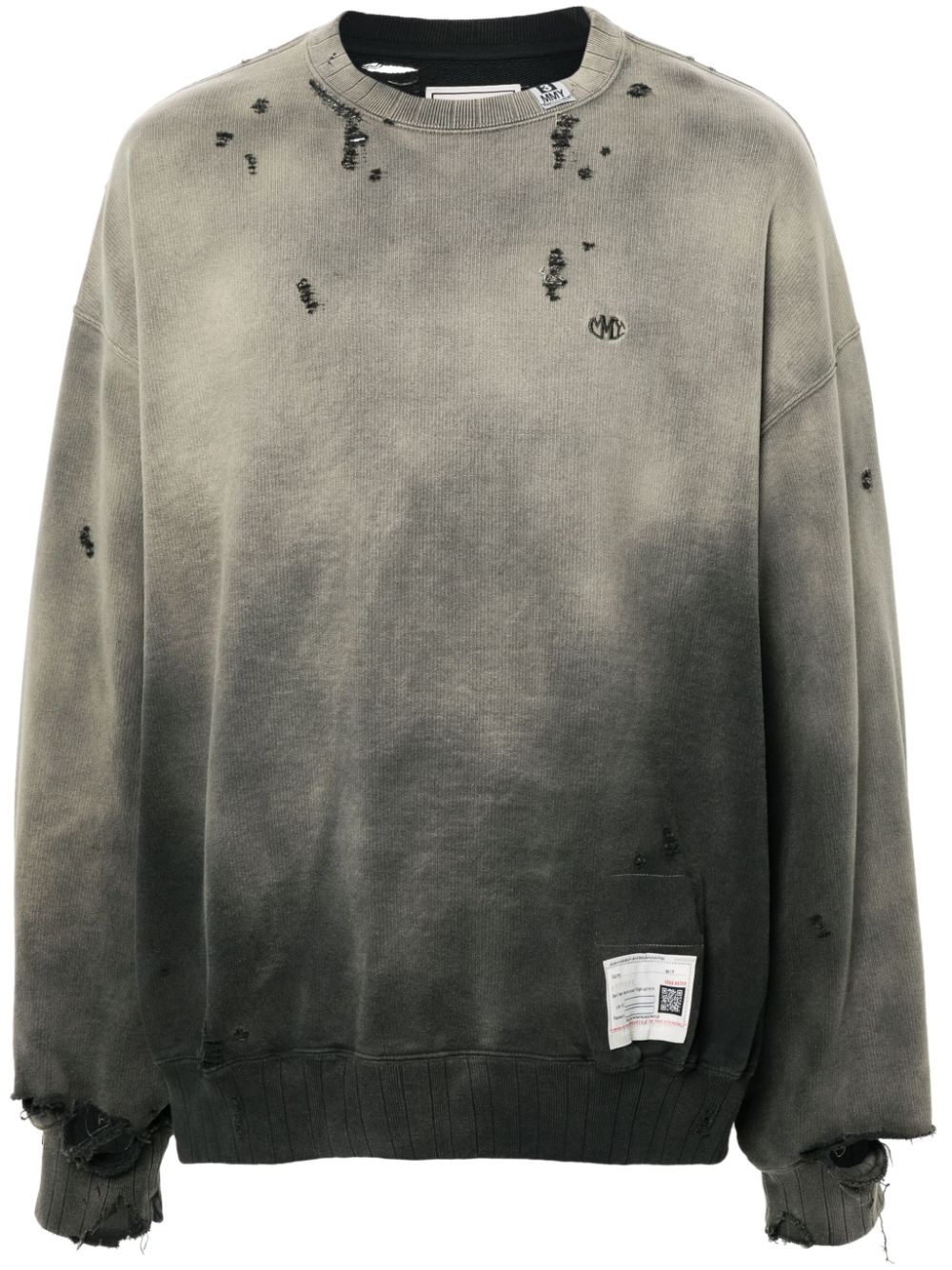 faded-effect distressed cotton sweatshirt - 1