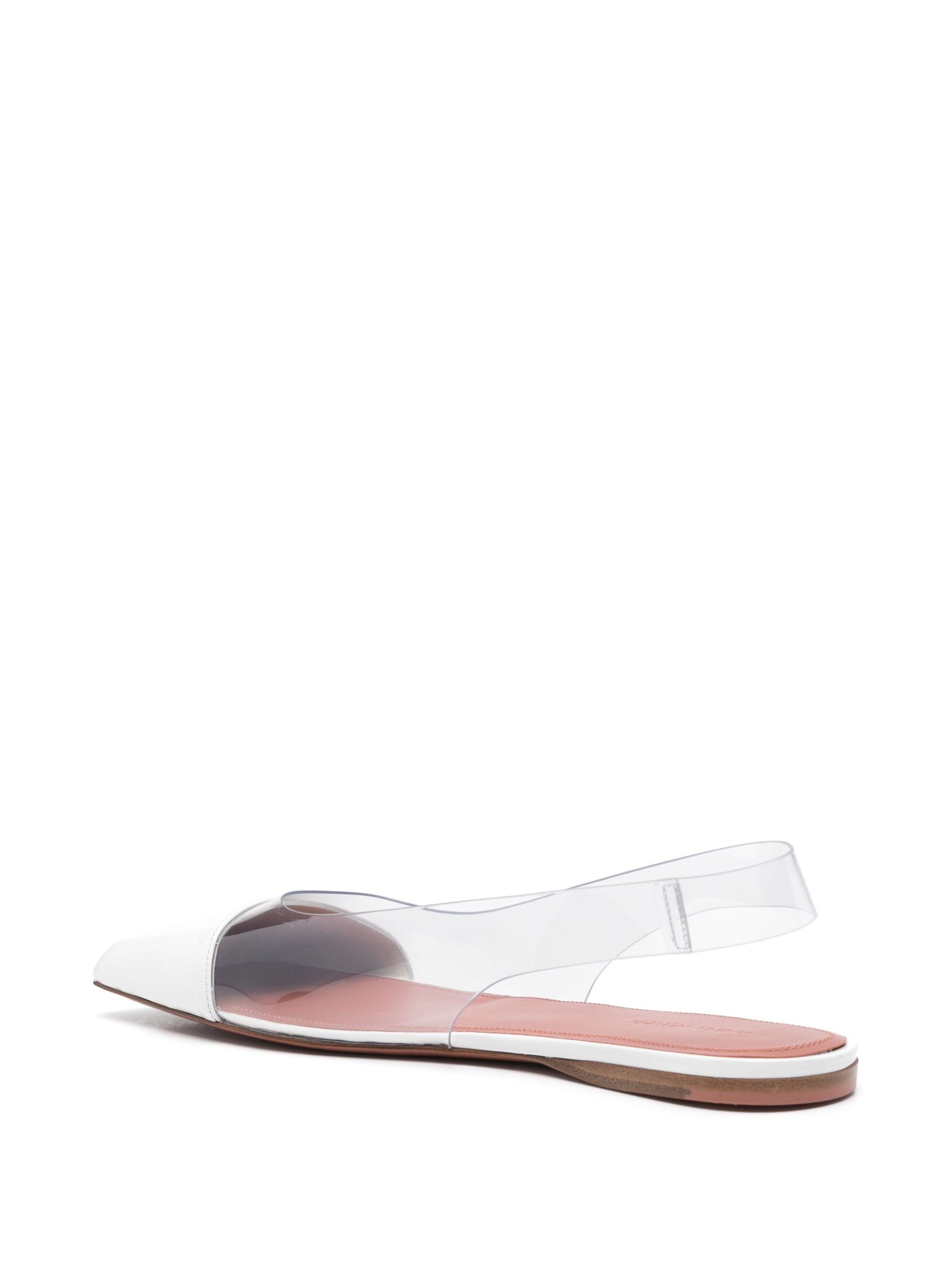 White Ane Slingback Leather Ballet Flats - 3